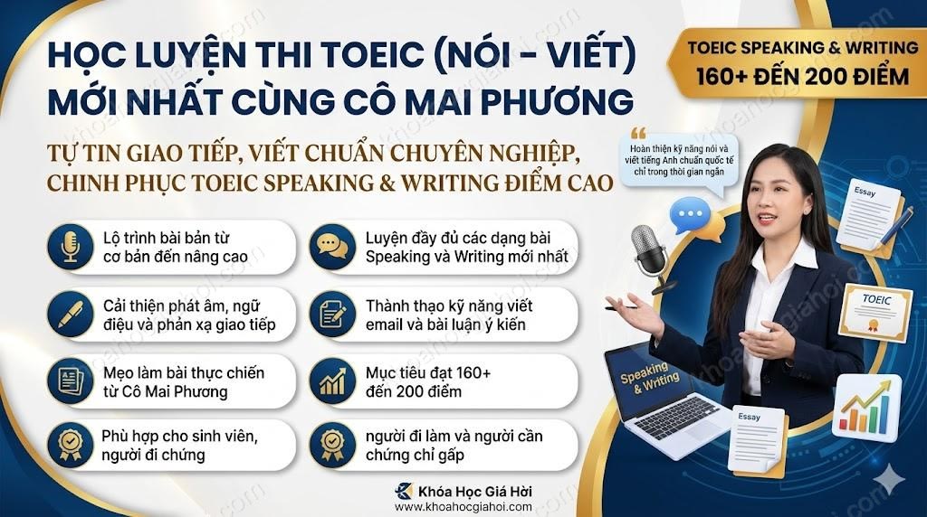 Học Luyện Thi Toeic (Nói – Viết) Mới Nhất Cùng Cô Mai Phương