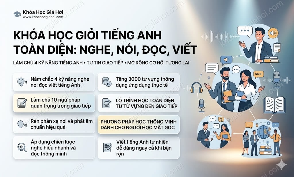 Khóa Học Giỏi Tiếng Anh Toàn Diện: Nghe, Nói, Đọc, Viết