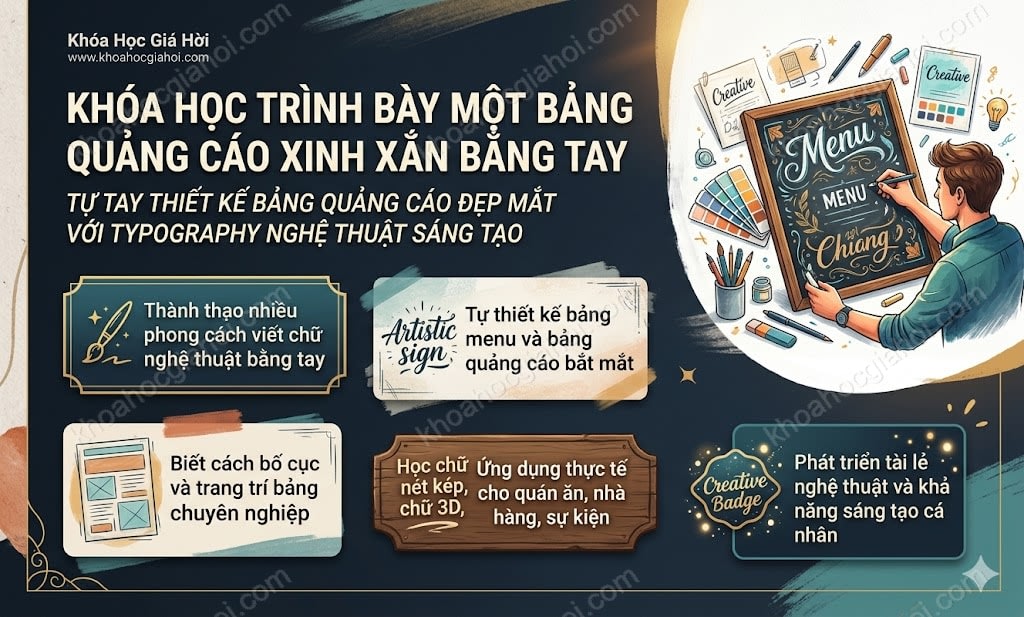 Khóa Học Trình Bày Một Bảng Quảng Cáo Xinh Xắn Bằng Tay