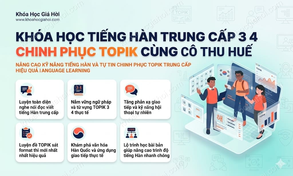 Khóa Học Tiếng Hàn Trung Cấp 3 - 4 Chinh Phục Topik Cùng Cô Thu Huế