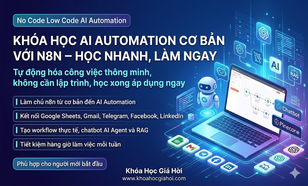 Khóa Học AI Automation Cơ Bản Với N8N – Học Nhanh, Làm Ngay Khóa Học AI Automation Cơ Bản Với N8N – Học Nhanh, Làm Ngay