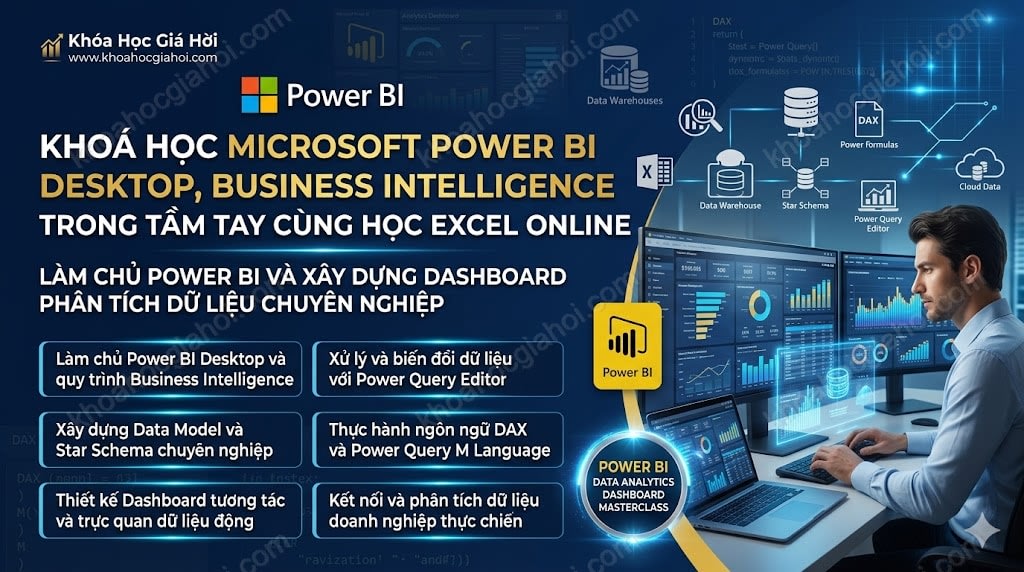 Khoá Học Microsoft Power BI Desktop, Business Intelligence Trong Tầm Tay Cùng Học Excel Online