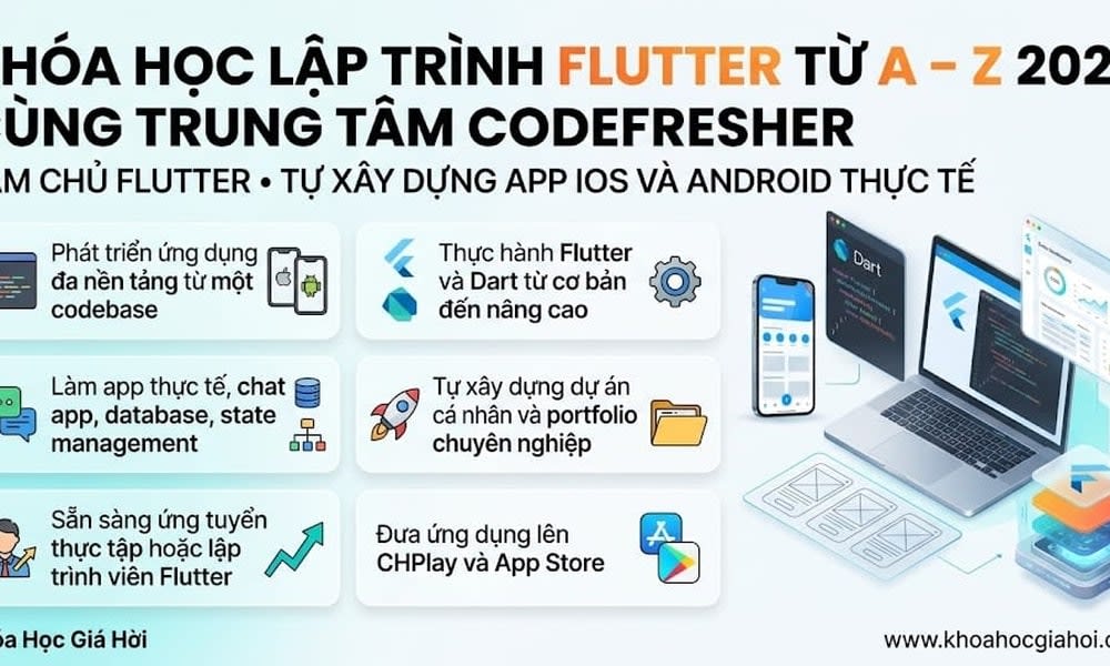 Khóa Học Lập Trình Flutter Từ A – Z 2024 Cùng Trung Tâm Codefresher