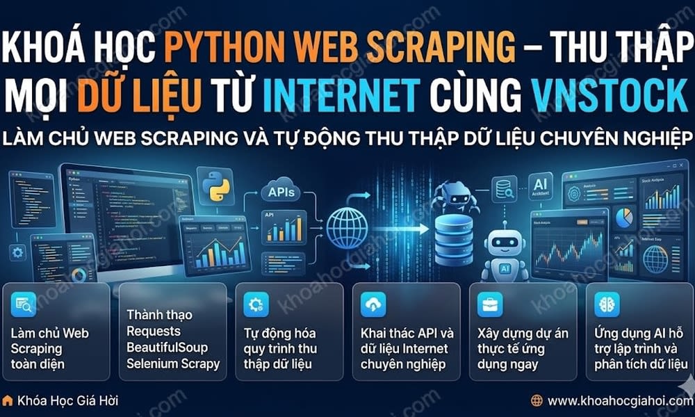 Khoá Học Python Web Scraping – Thu Thập Mọi Dữ Liệu Từ Internet Cùng Vnstock