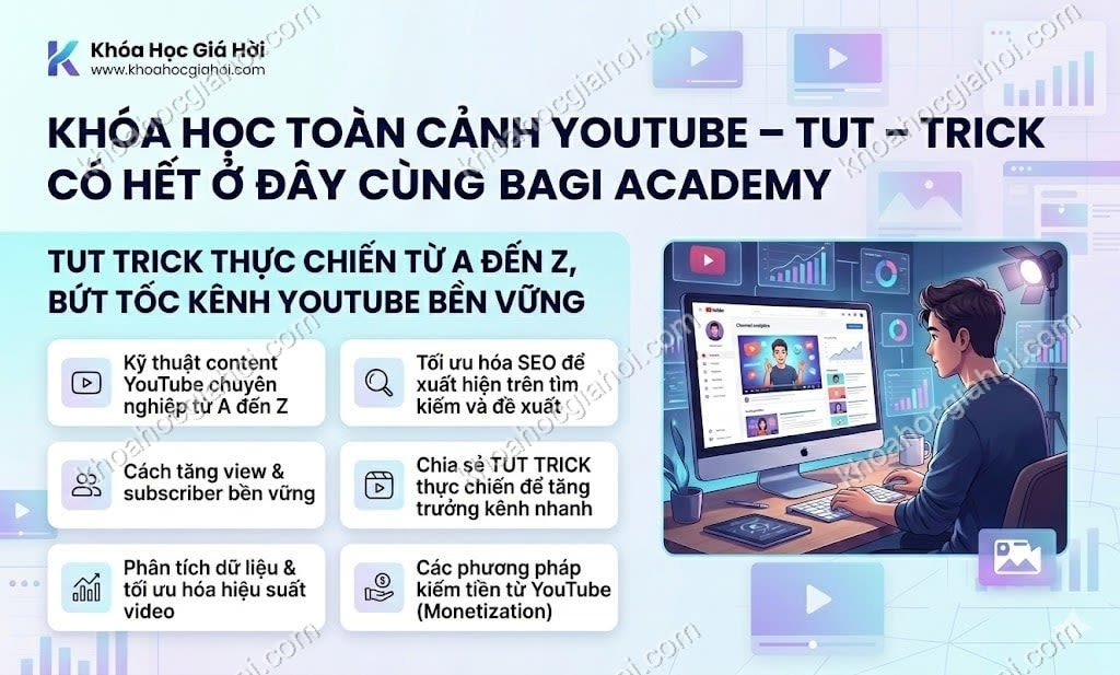 Khóa Học Toàn Cảnh Youtube – Tut – Trick Có Hết Ở Đây Cùng Bagi Academy