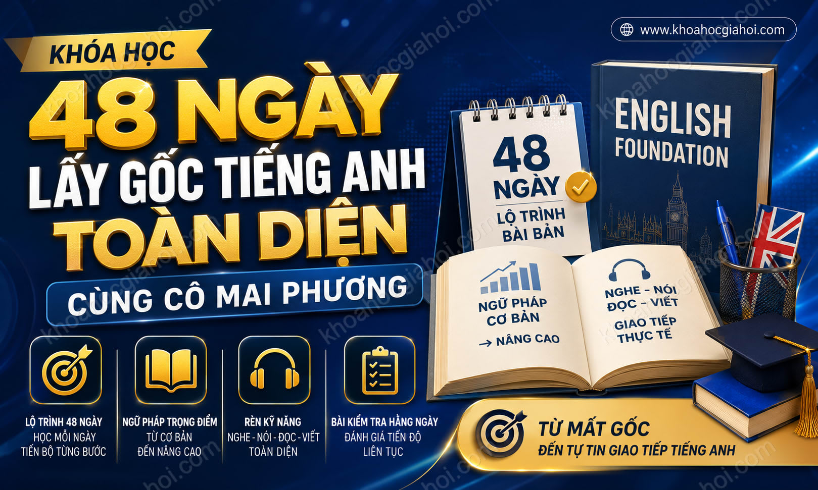 Khóa Học 48 Ngày Lấy Gốc Tiếng Anh Toàn Diện Cùng Cô Mai Phương