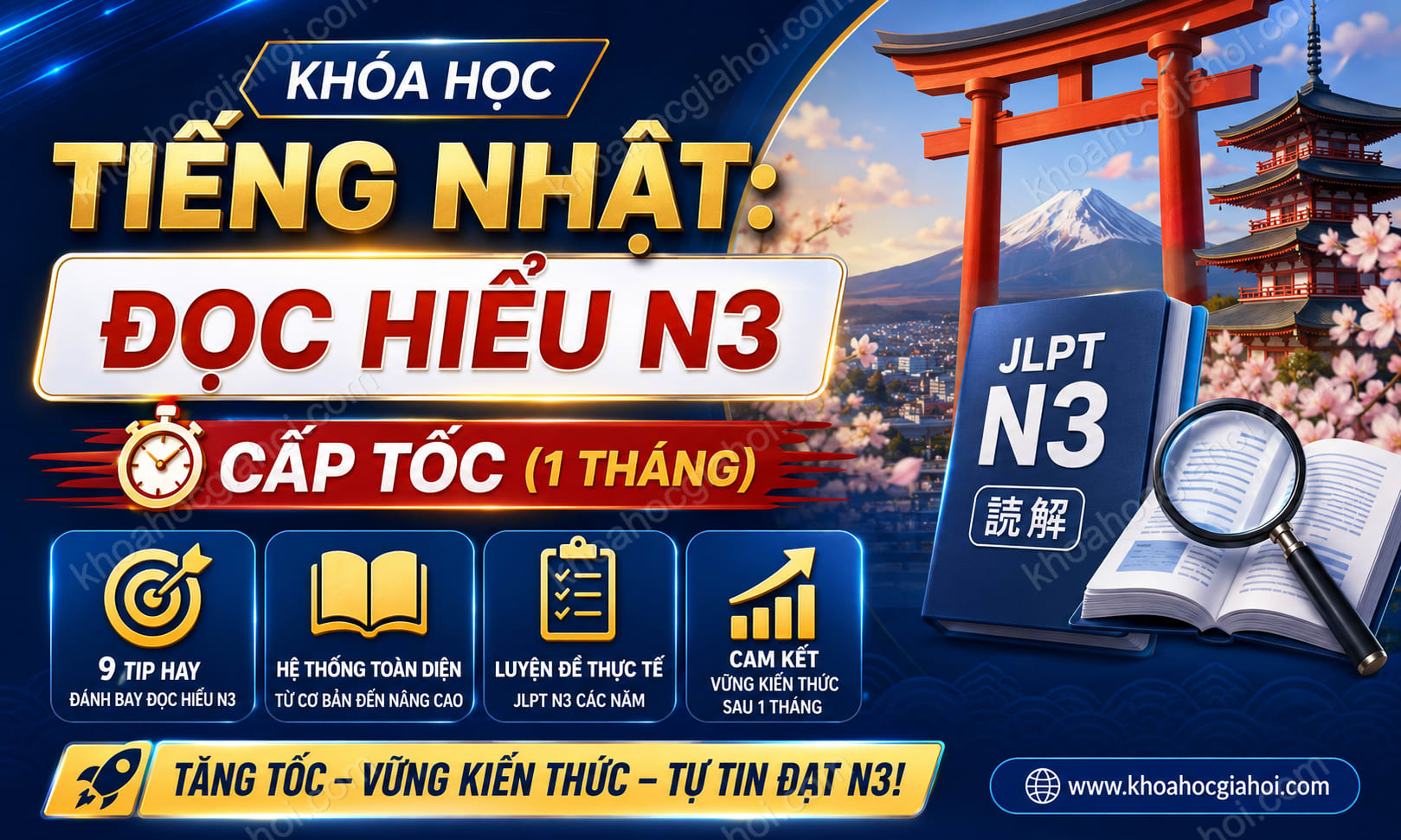Khóa Học Tiếng Nhật: Đọc Hiểu N3 Cấp Tốc (1 Tháng)