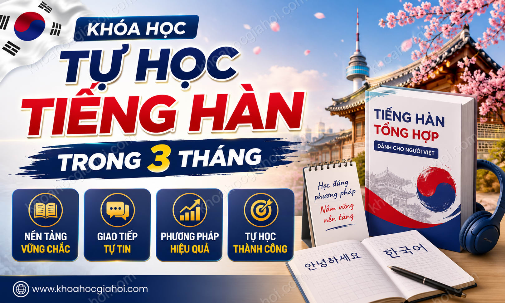 Khóa Học Tự học Tiếng Hàn trong 3 tháng