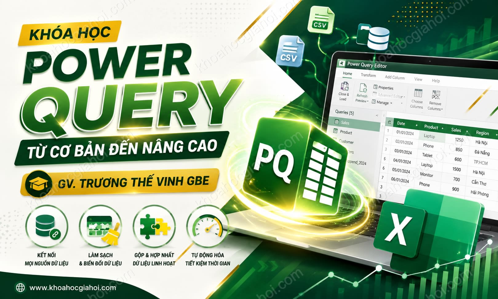 Khóa Học Power Query Từ Cơ Bản Đến Nâng Cao – Gv. Trương Thế Vinh Gbe