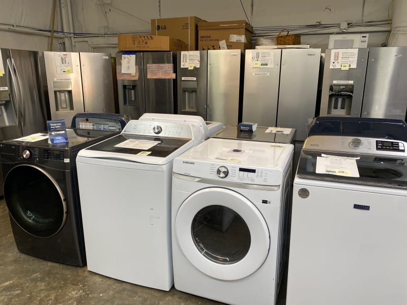 LG, GE Profile, Samsung and Maytag washers and dryers side by side at Barn Appliances