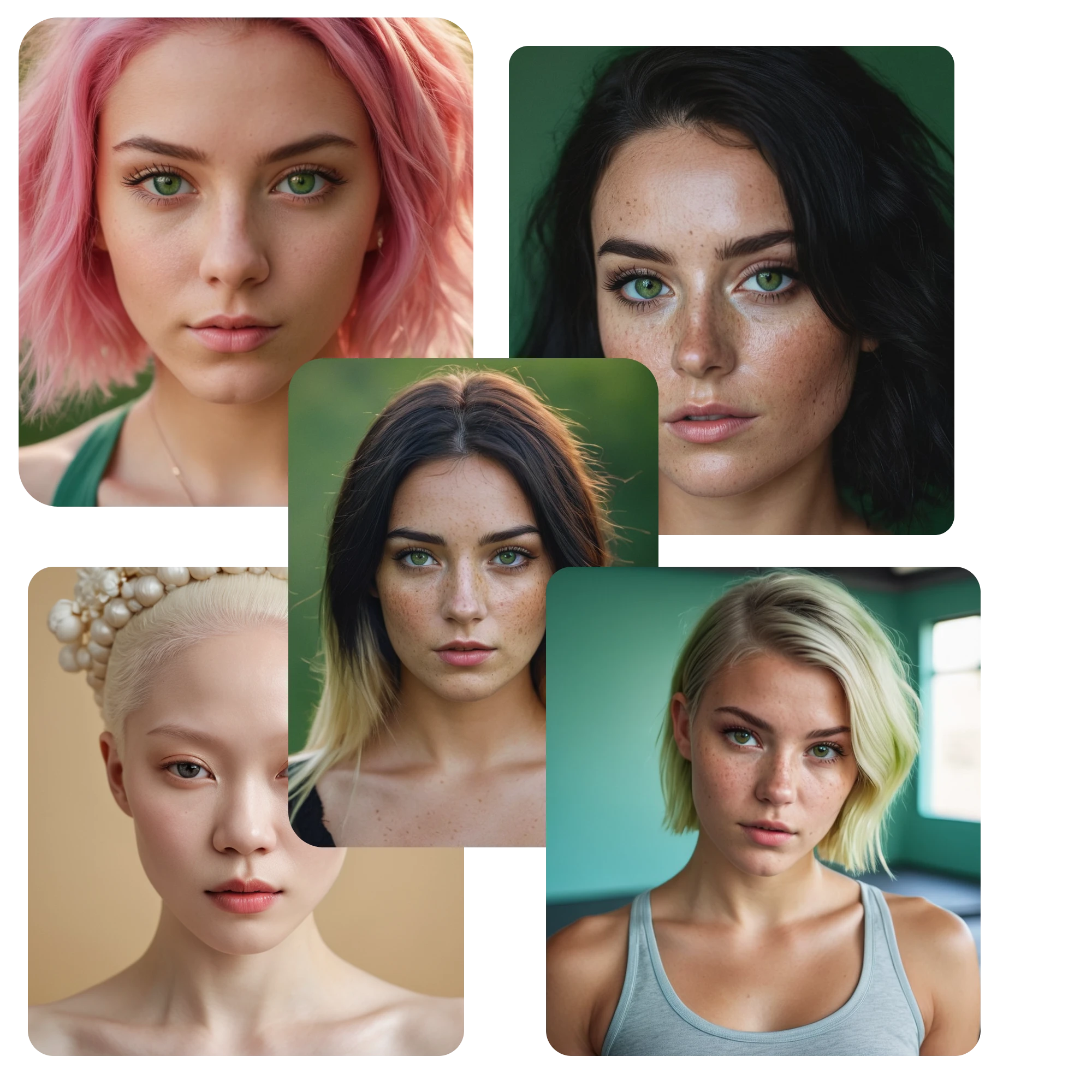 cards of several beautiful ai generated women