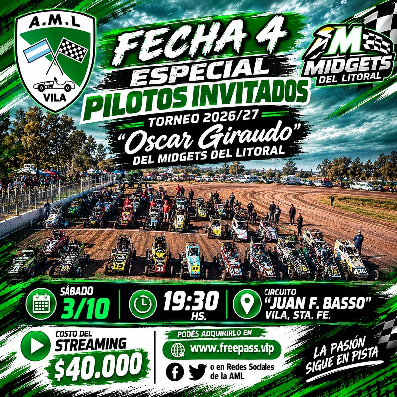 Fecha 4 Pilotos Invitados I Midgets del Litoral - Torneo Oficial 2026/27 "Oscar Giraudo".