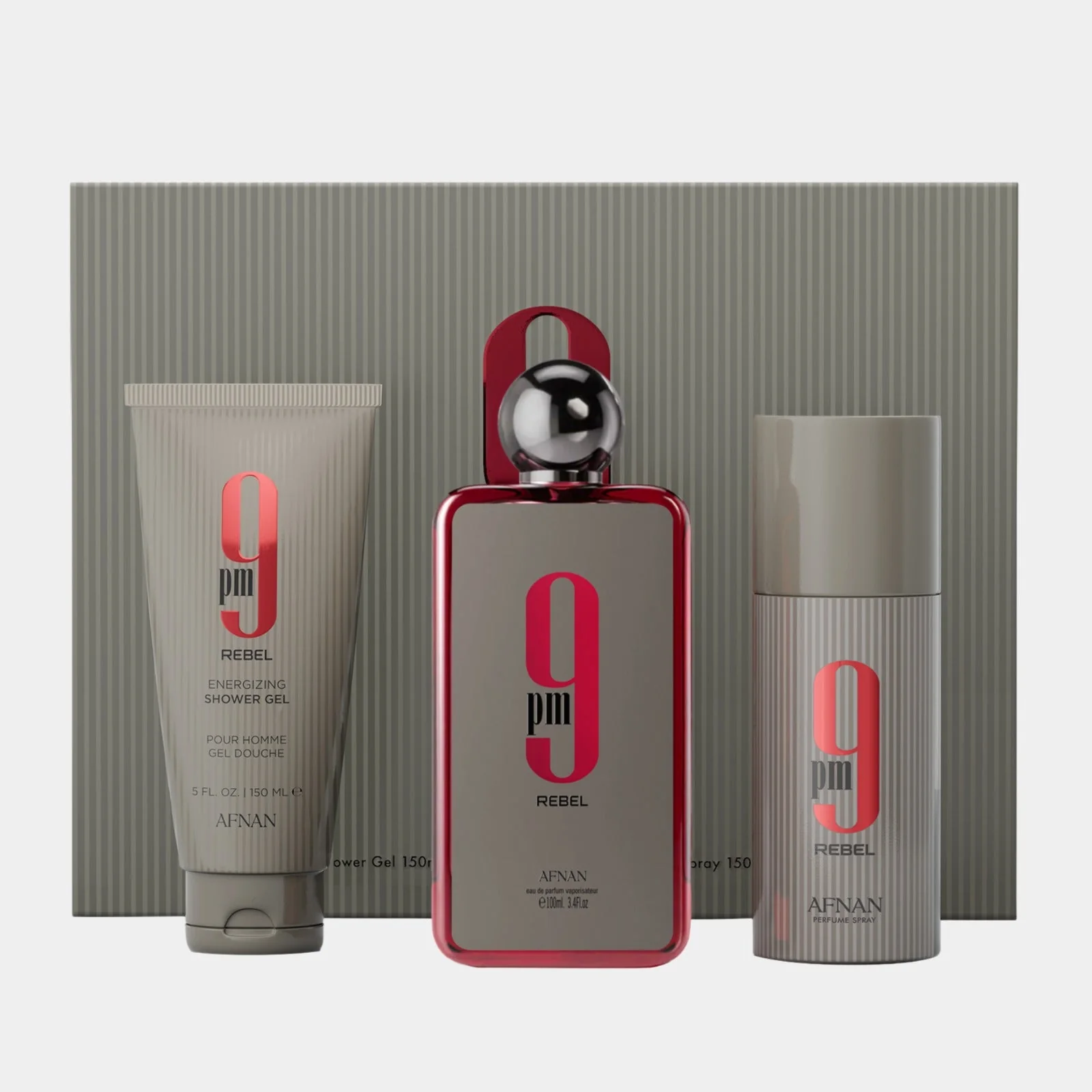 Afnan 9pm Rebel 3Pcs Gift Set For Men & Women Perfume by Afnan