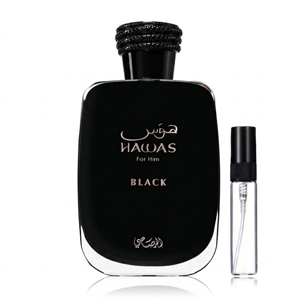 Rasasi Hawas Black For Men Decants in 5ML–50ML Perfume by Rasasi