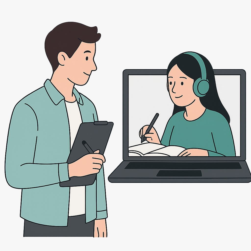 Students learning with tutor