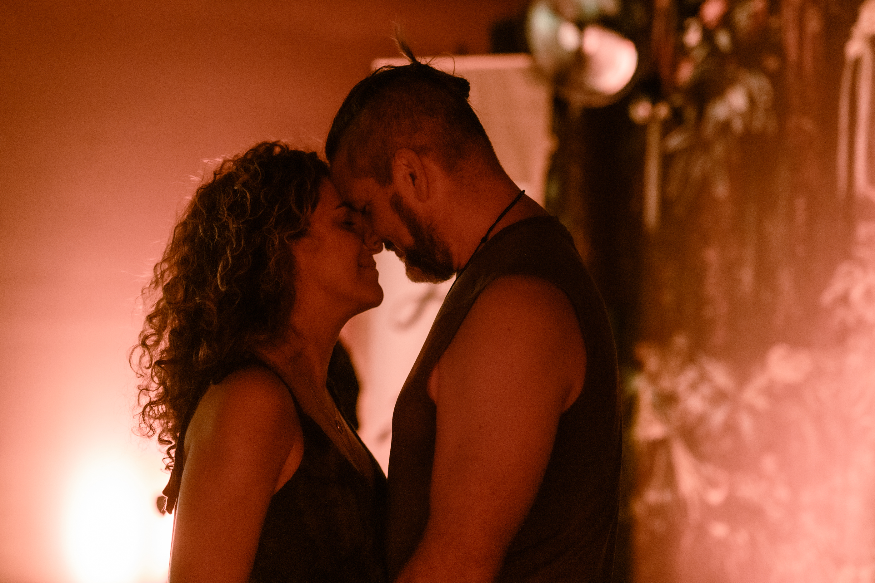 Carine and Warren sharing a moment of connection