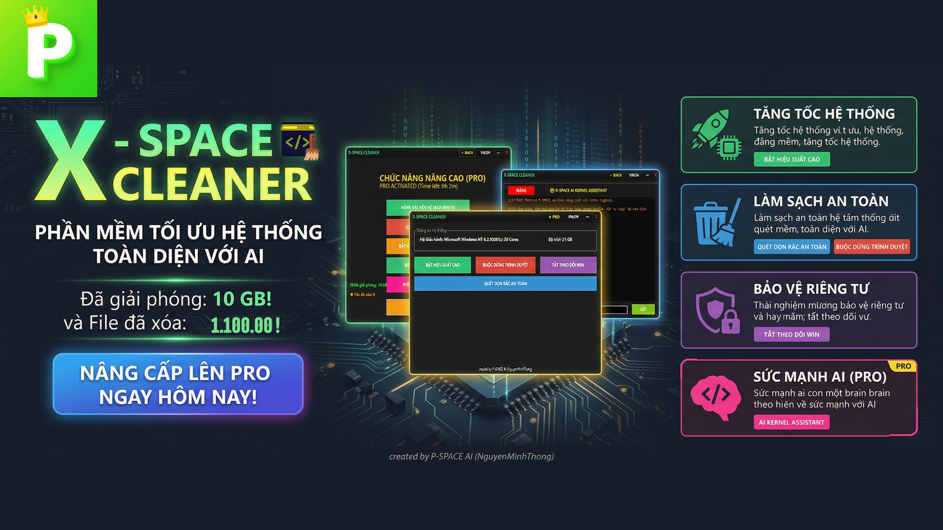 X-Space Cleaner V1.4 - Trình Dọn Rác & Tối Ưu Máy Tính | P - SPACE AI STORES