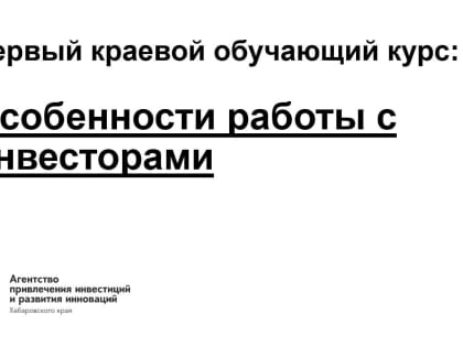 Краевой обучающий курс по работе с инвестором запустило АПИРИ