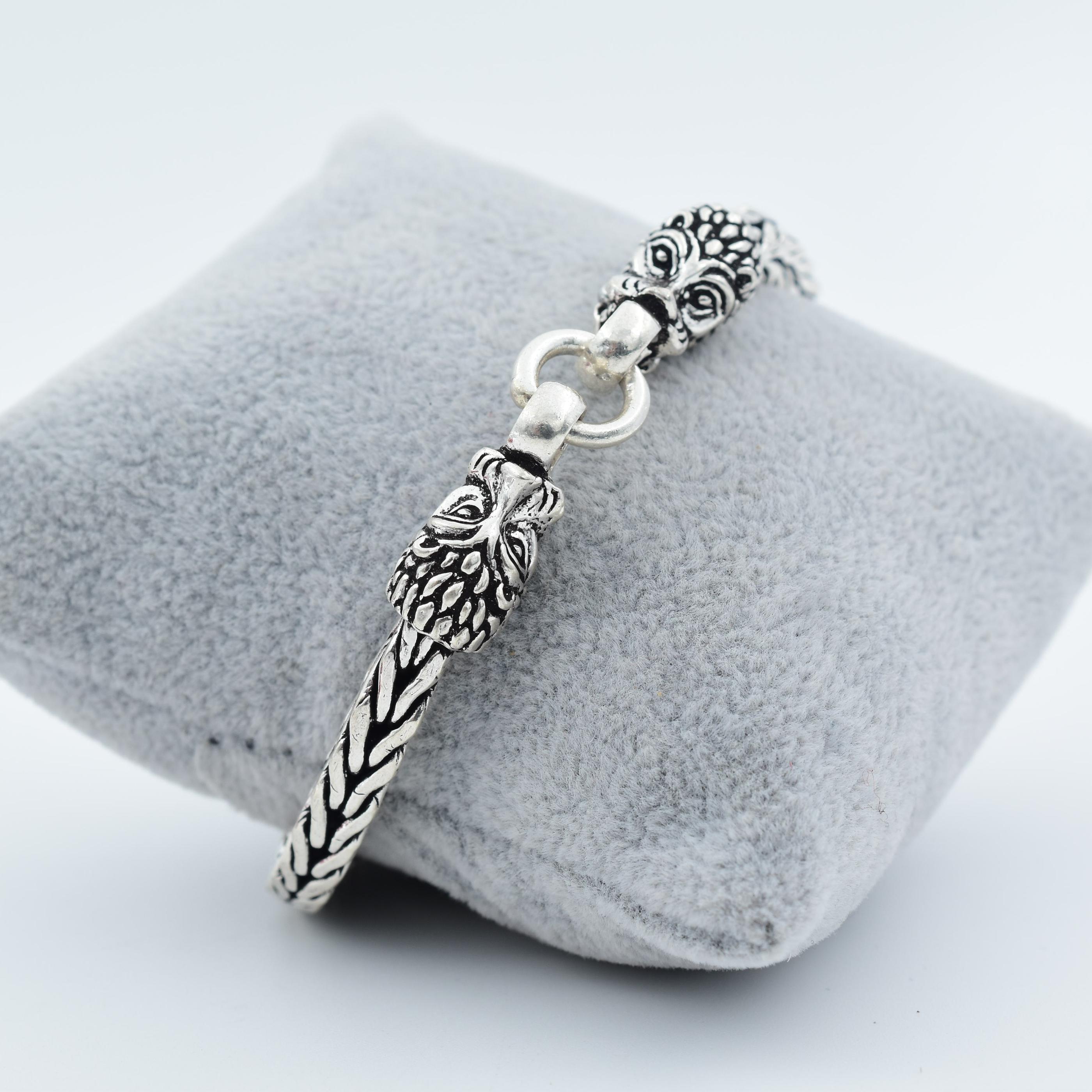 Lion Bracelet Men 925 Sterling Silver Traditional Tribal Bracelet
