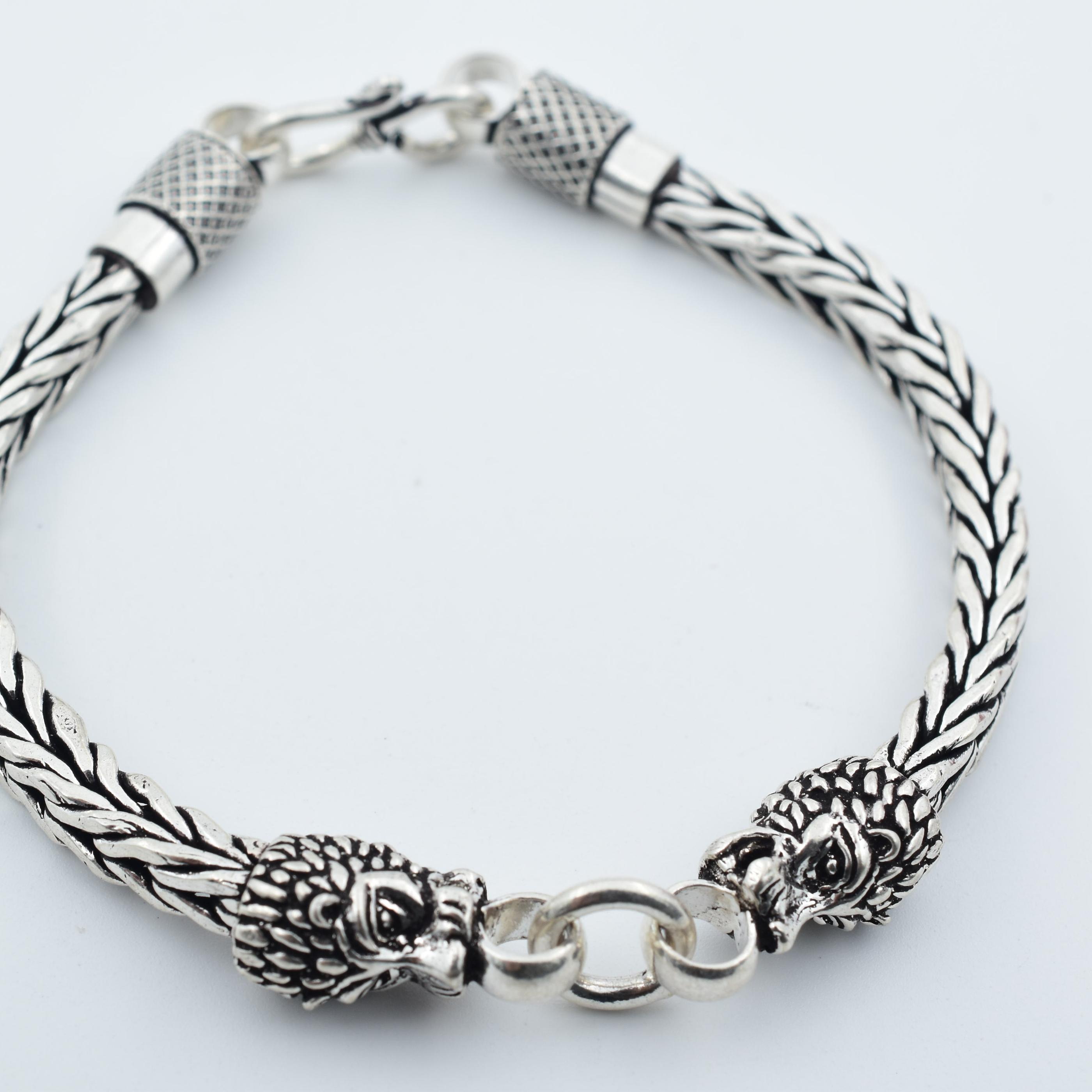 Lion Bracelet Men 925 Sterling Silver Traditional Tribal Bracelet