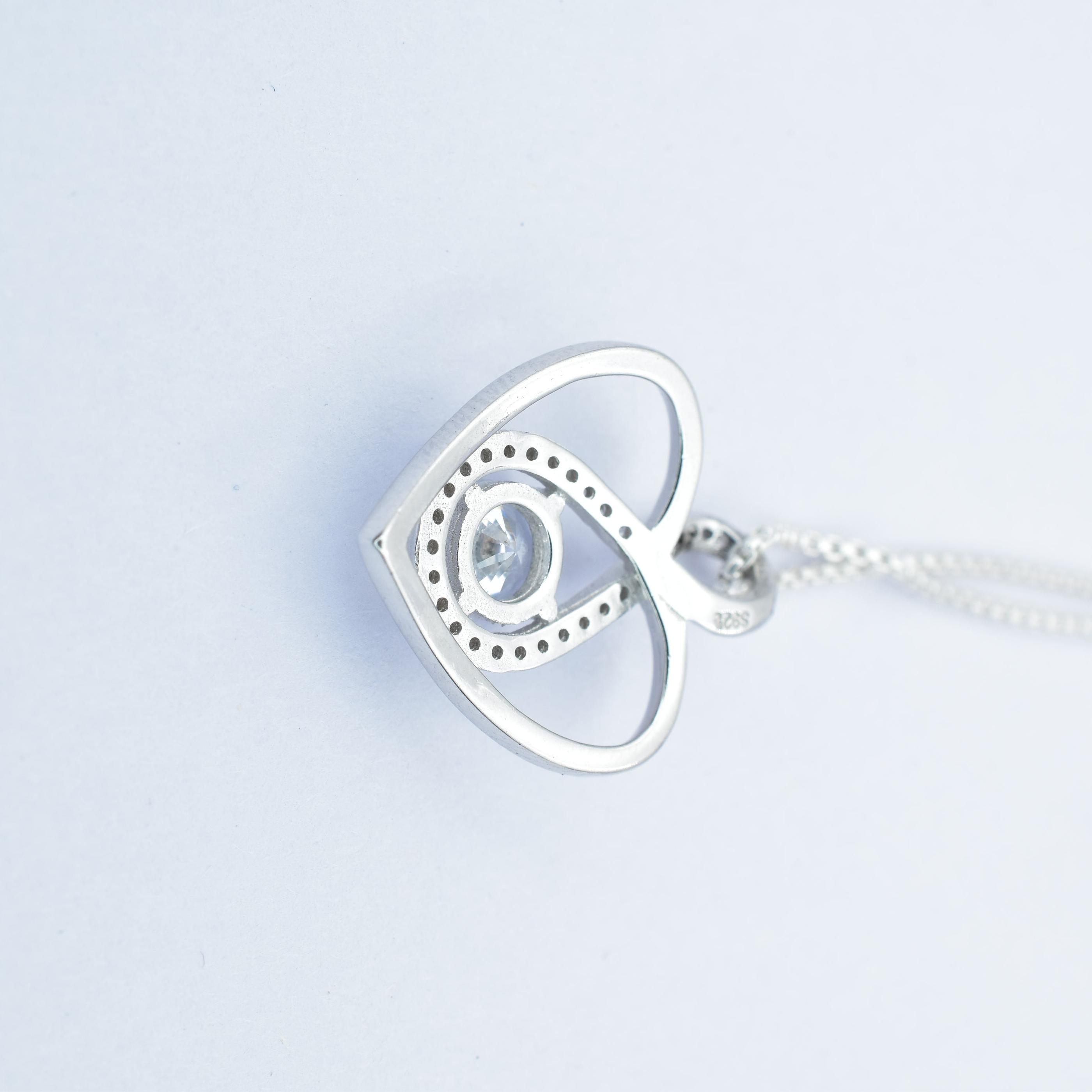 925 Sterling Silver Jewellery Heart Shaped Color Cubic Zirconia Pendant