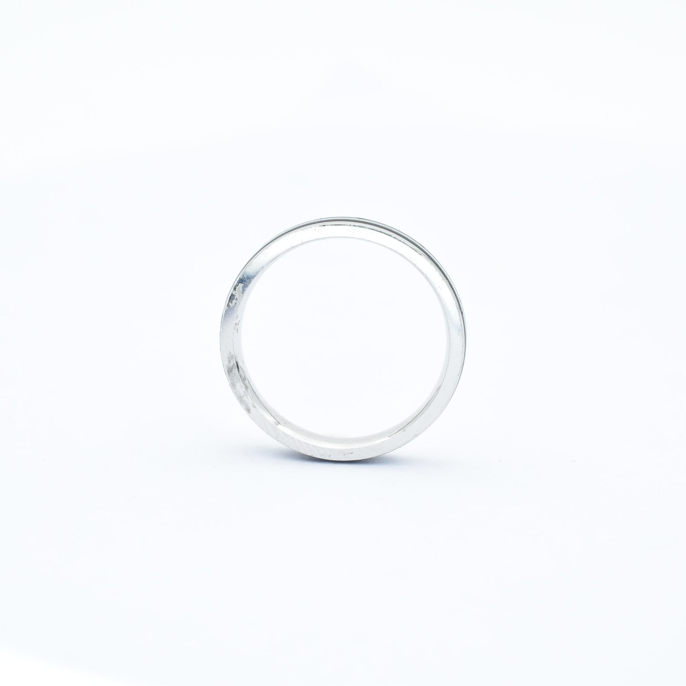 Black Enamel Stripes Sterling Silver Band Ring