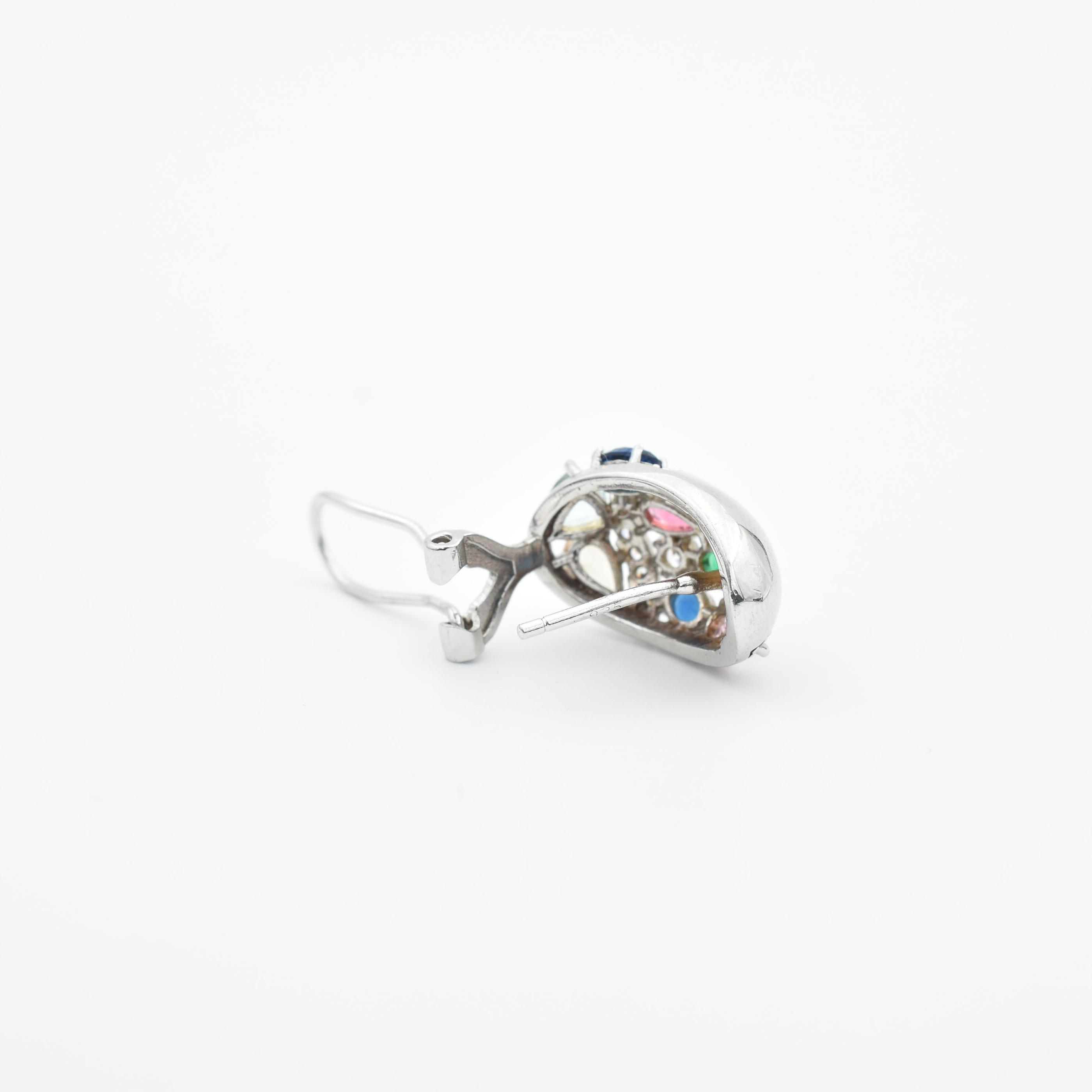Sterling Silver Multicolor Crystal Studded Hoop Earrings