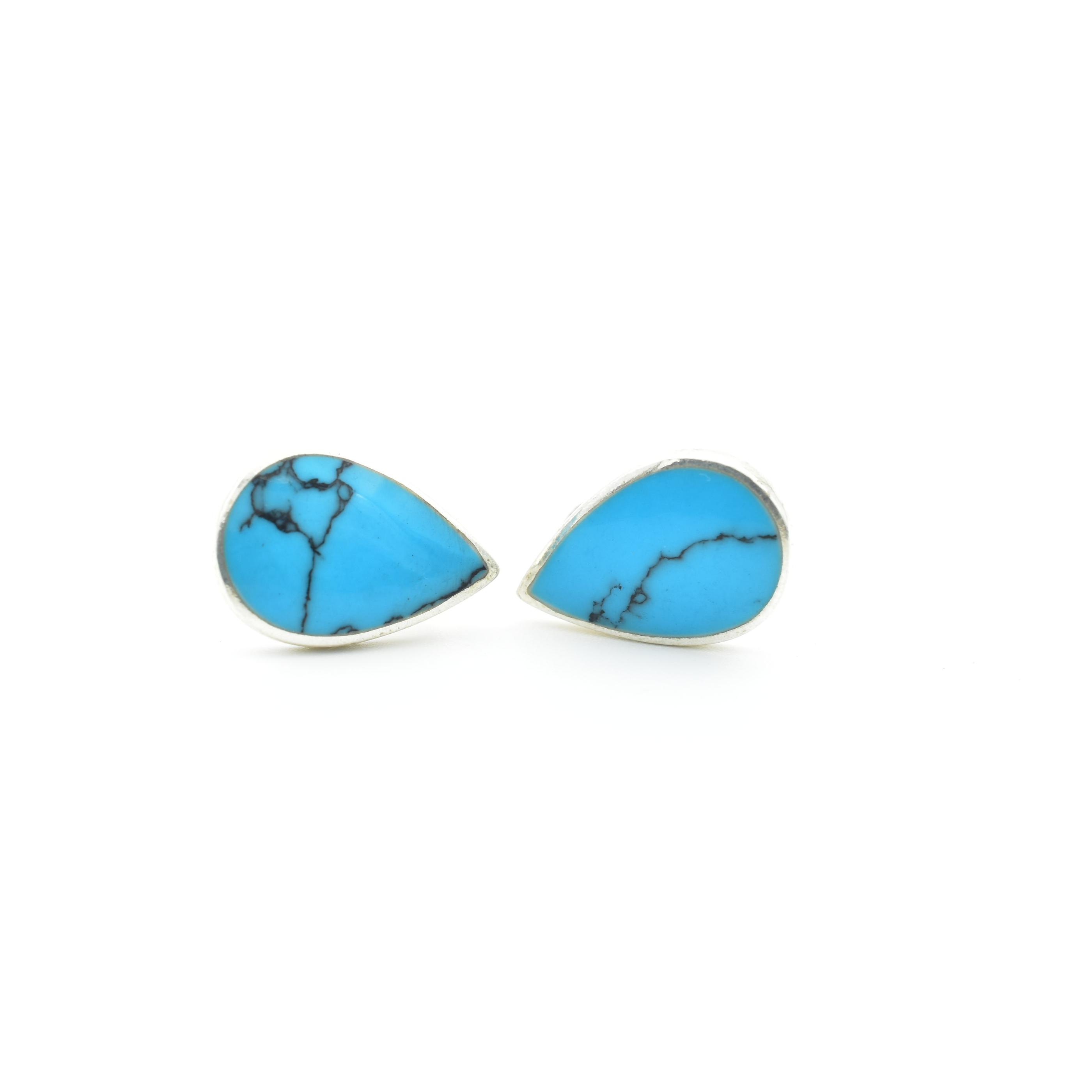 Sterling Silver Turquoise Peardrop Stud Earrings