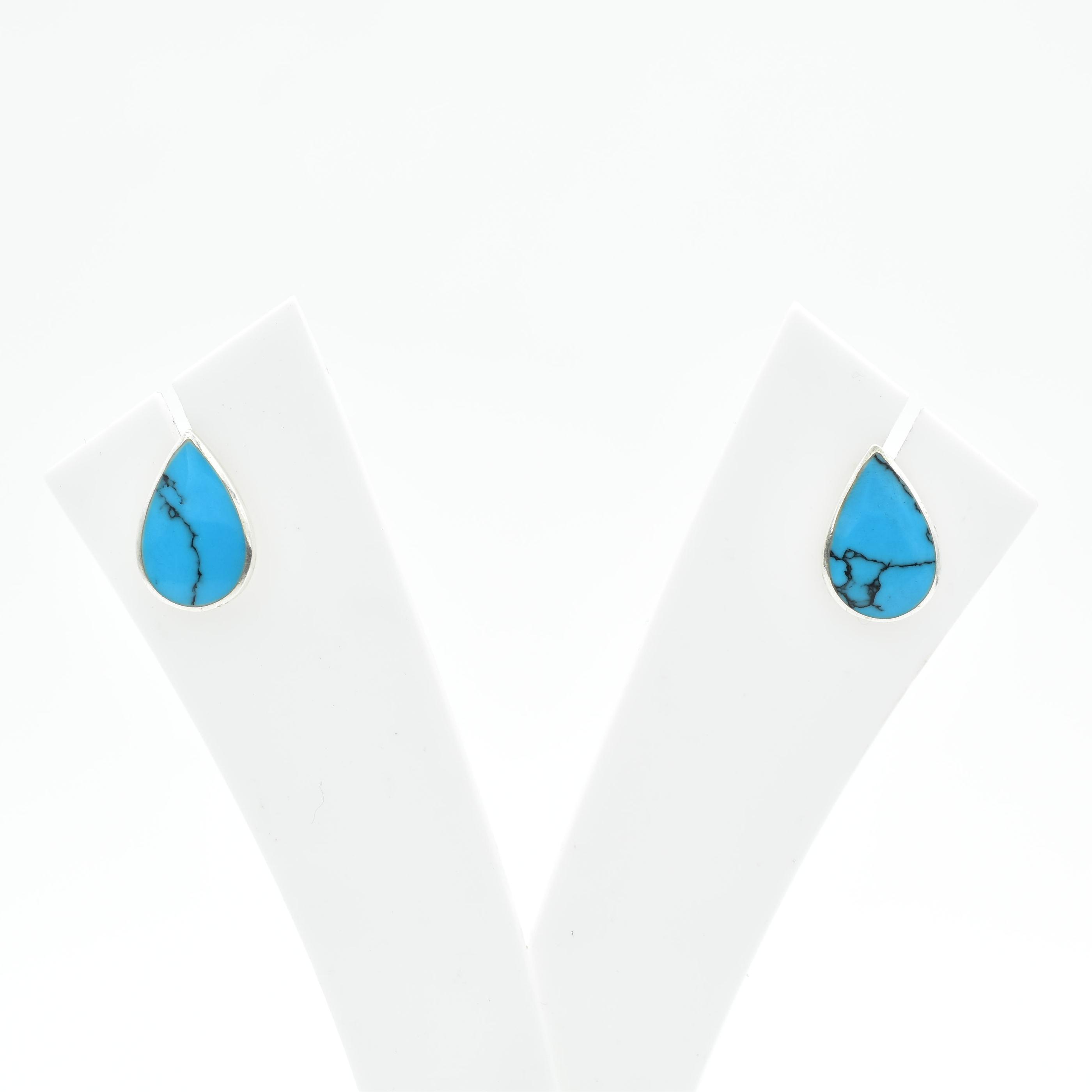 Sterling Silver Turquoise Peardrop Stud Earrings