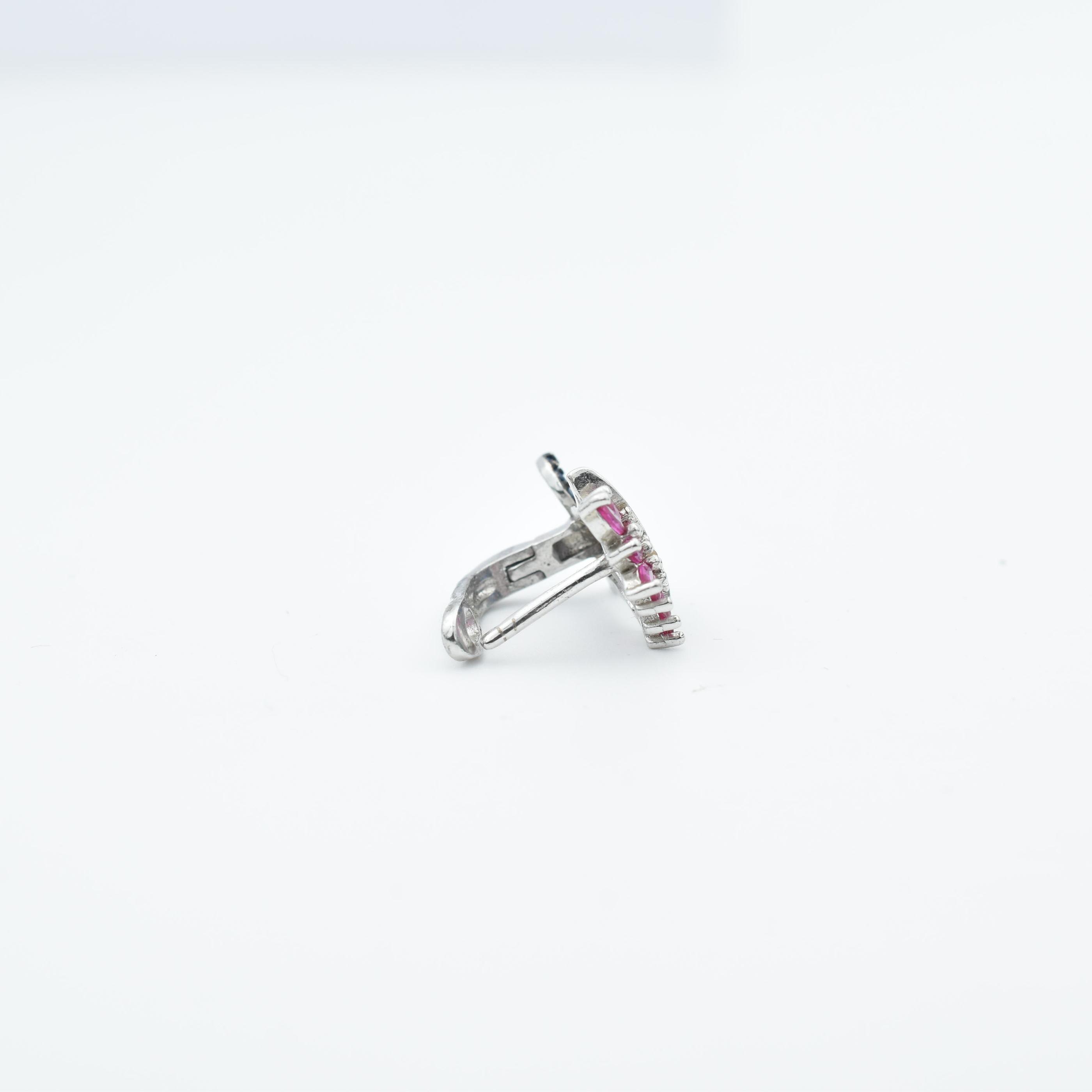 Sterling Silver Peacock Pink and Blue Earring