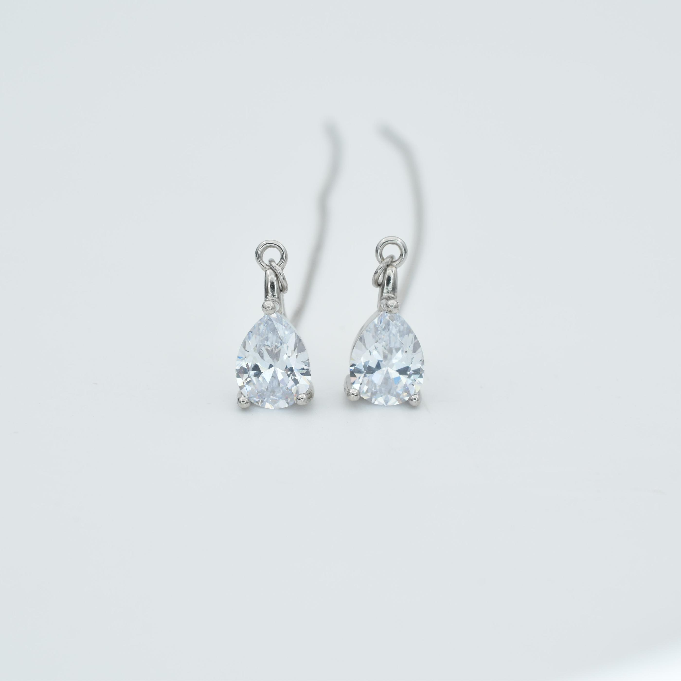 Sterling Silver Long Chain Crystal Drop Earrings