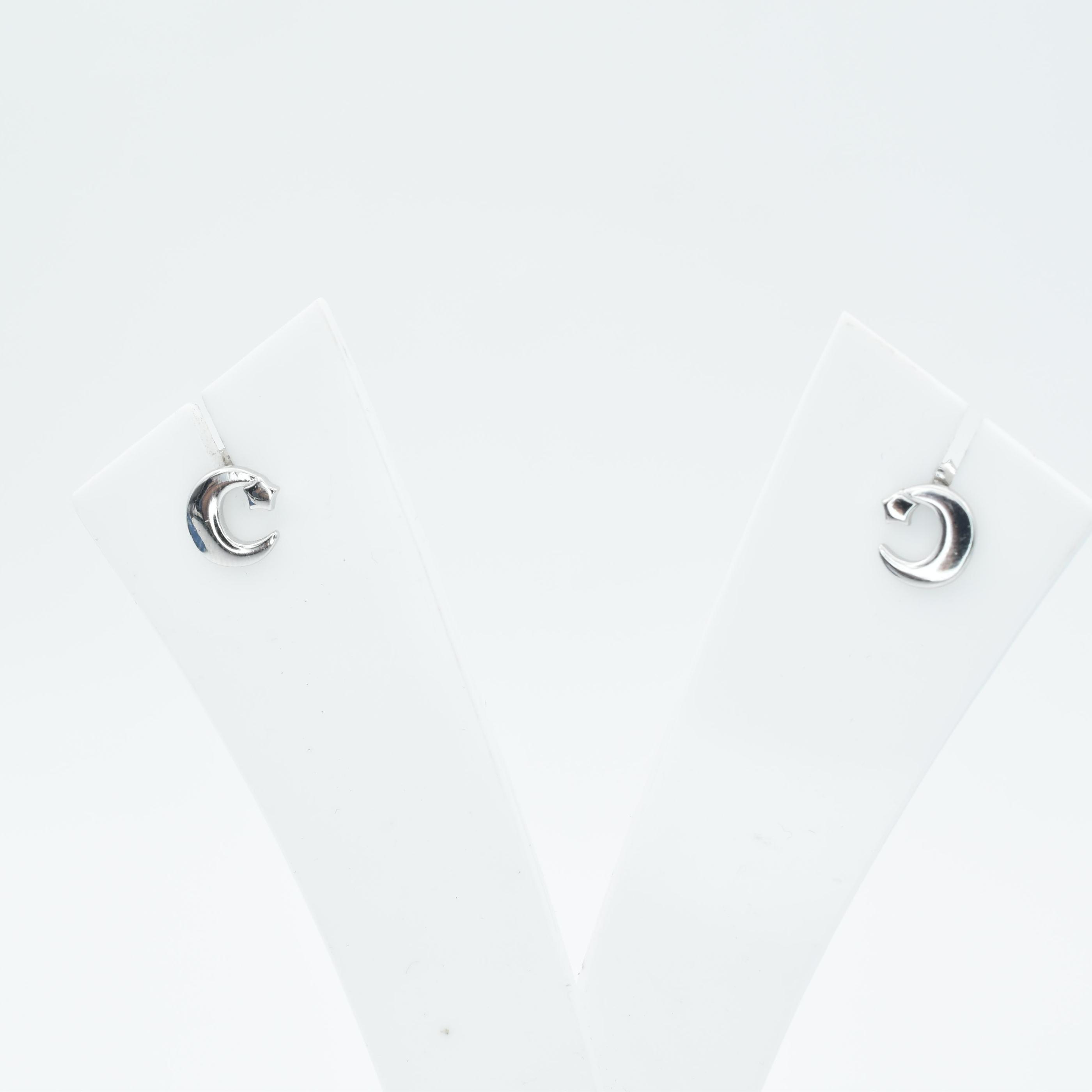 925 Solid Sterling Silver Moon Shape Stud Earrings