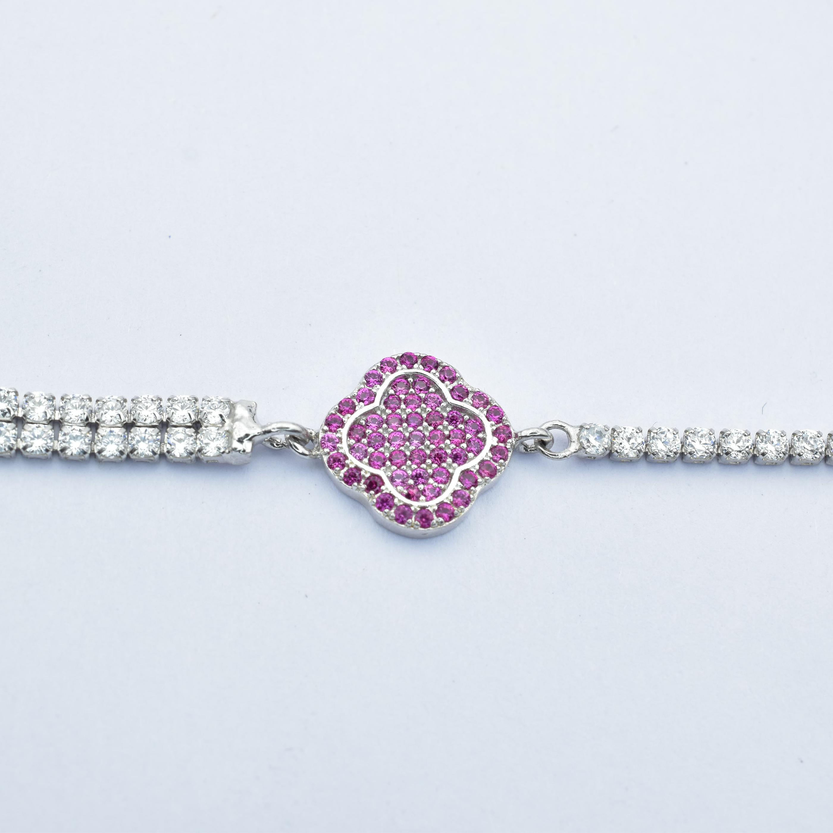 Sterlin Silver Floral Style Adjustable Ladies Bracelet