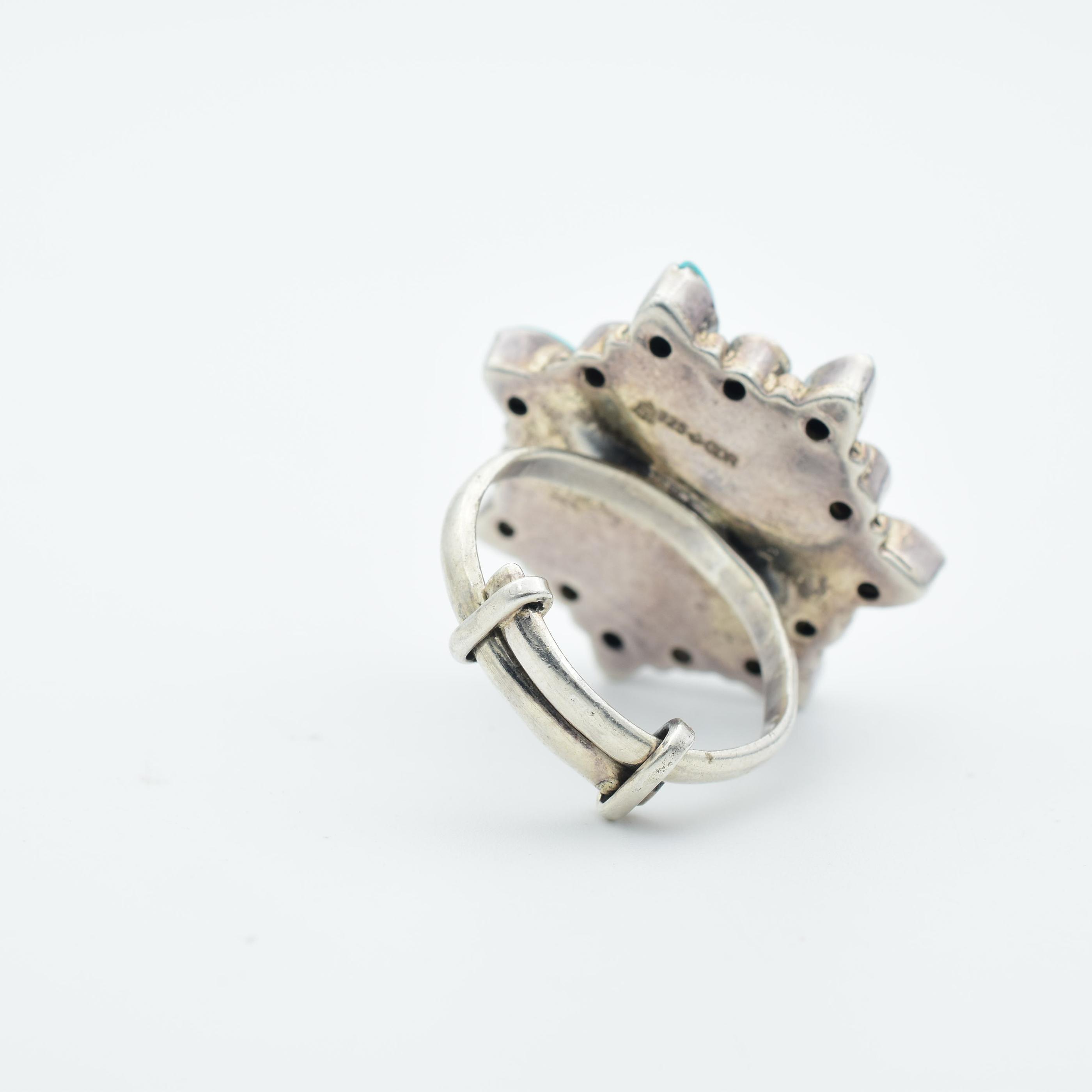 Red and Blue Stone Studded Mohar Cocktail Ring