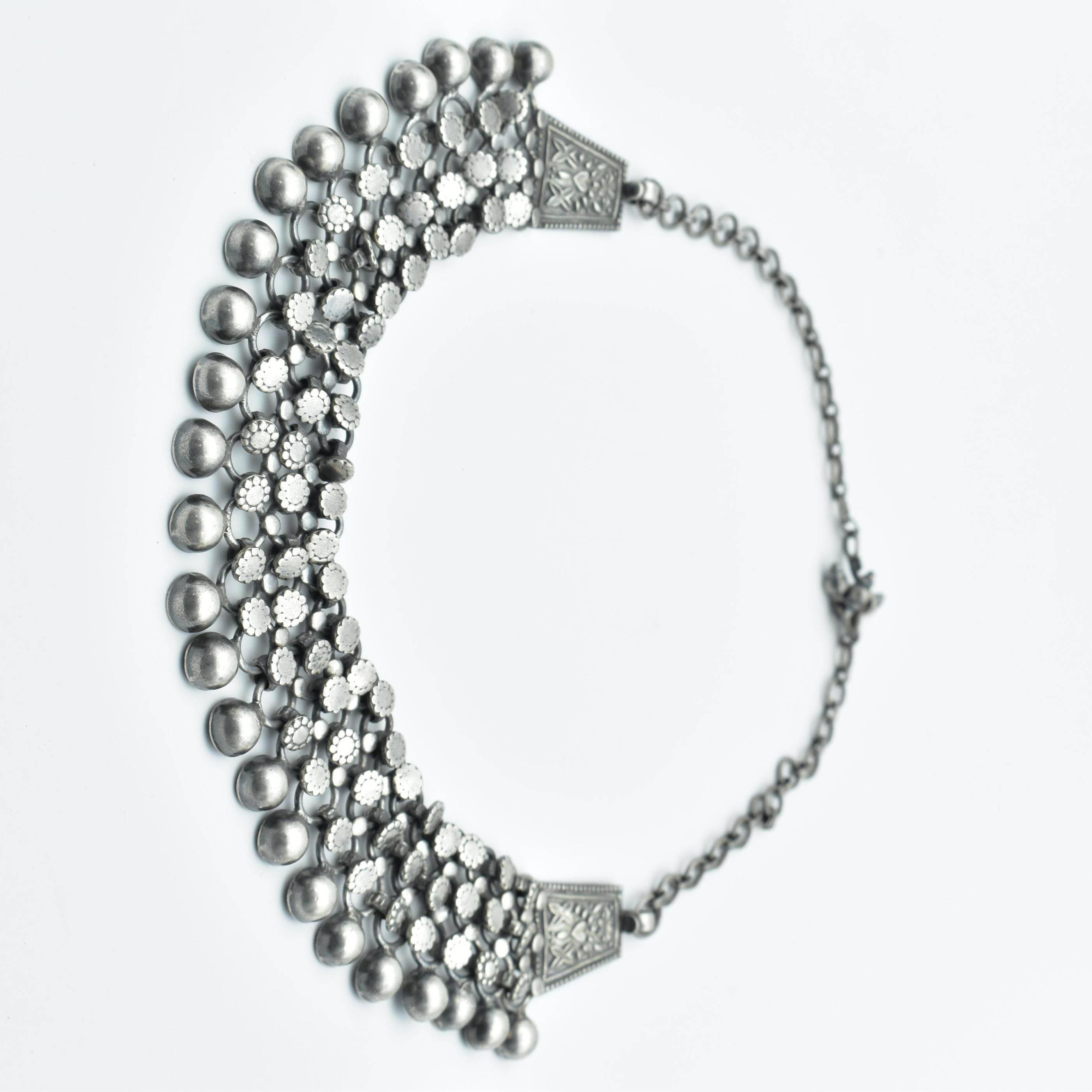 Silver stone choker necklace