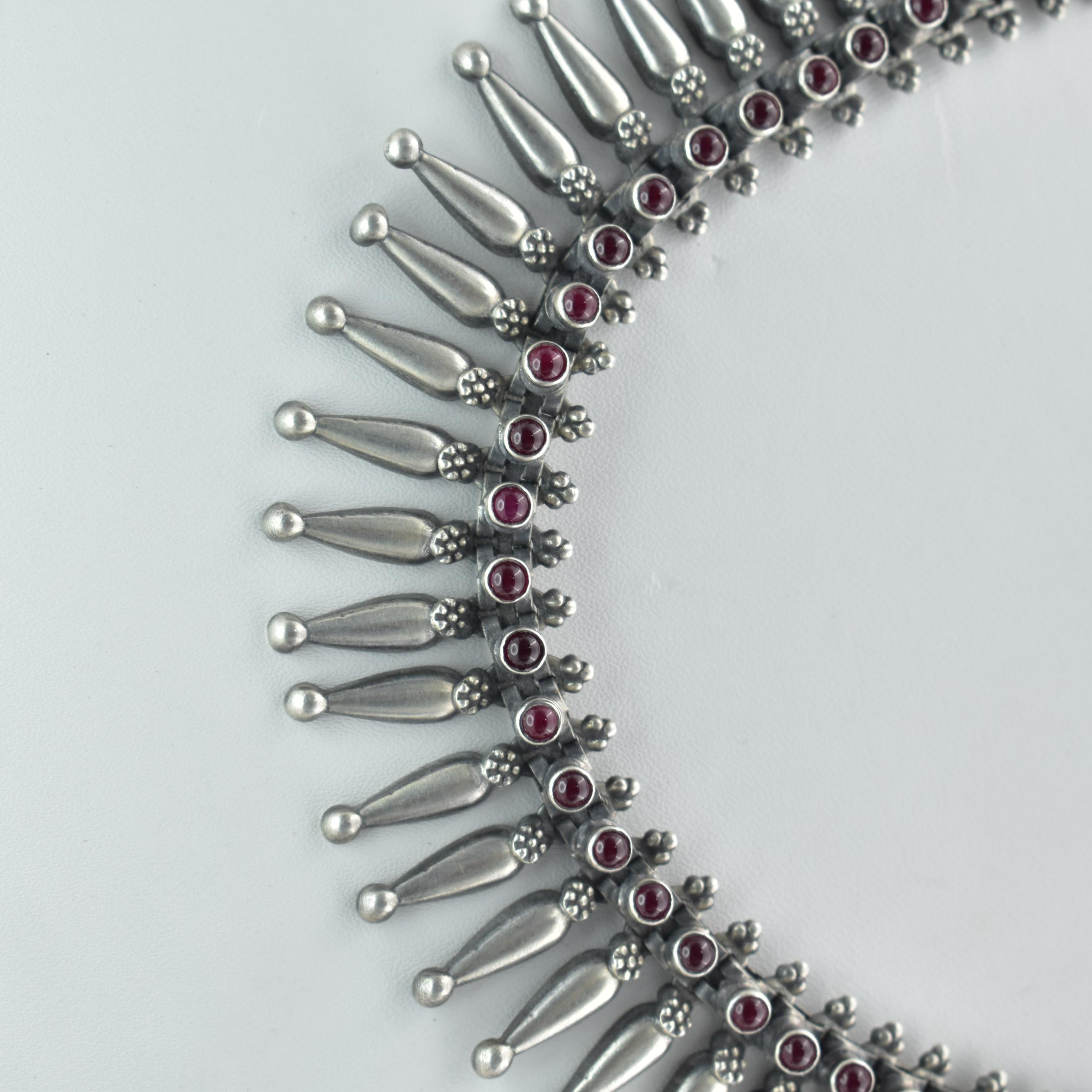 Artistic Handmade Sterling Silver Tribal Traditional Red Onyx Necklace