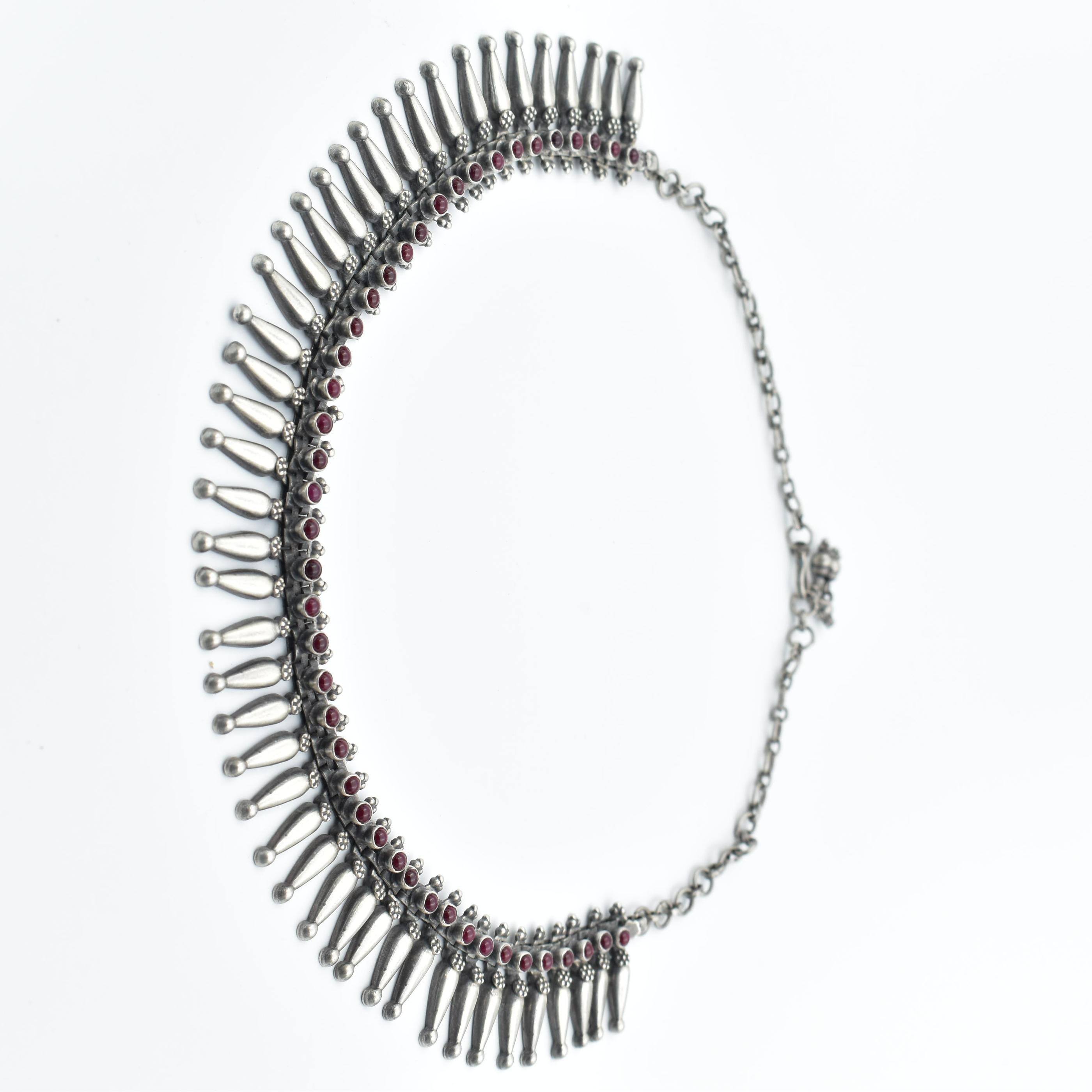 Artistic Handmade Sterling Silver Tribal Traditional Red Onyx Necklace
