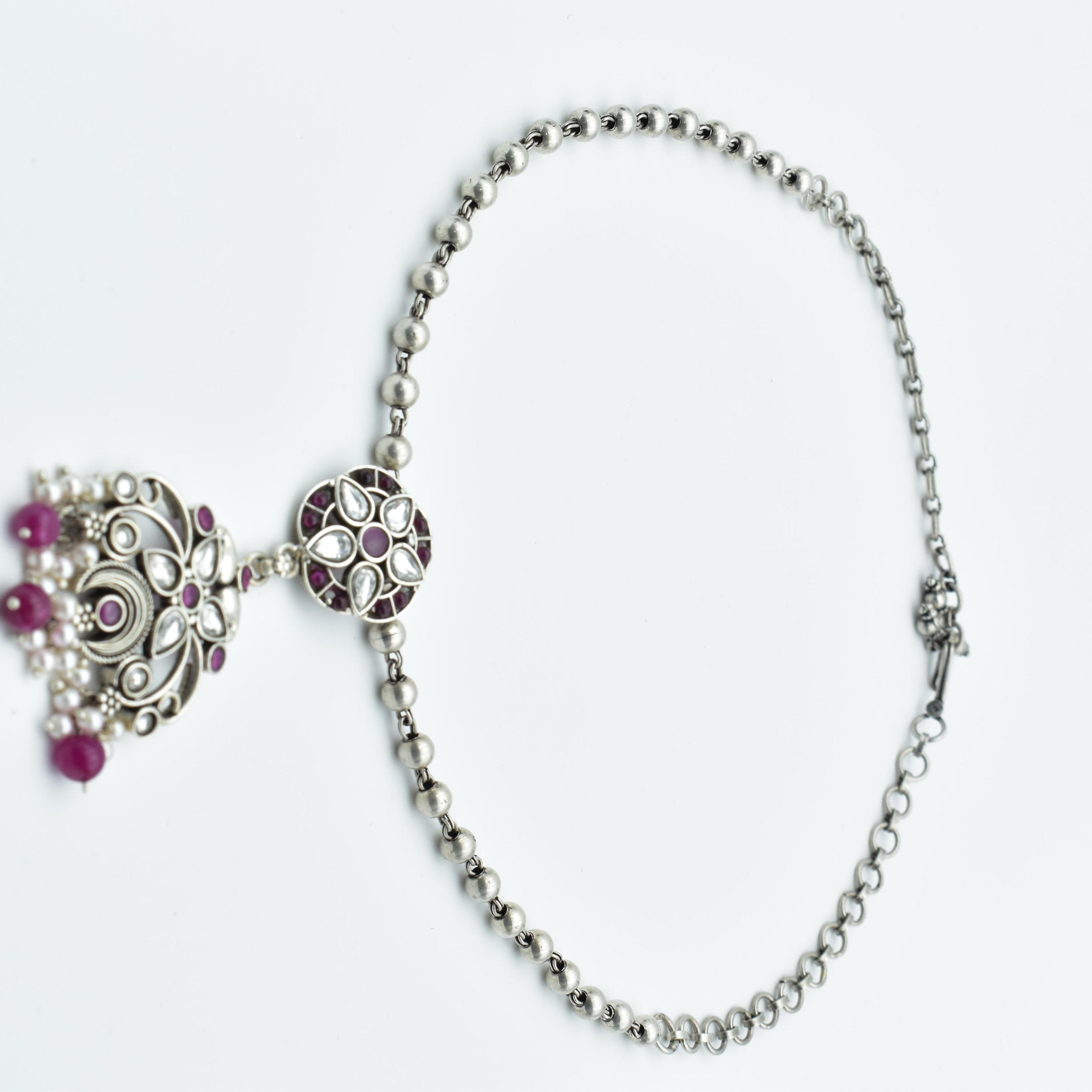 Awesome 925 sterling silver beads chain necklace, gorgeous flower design pendant