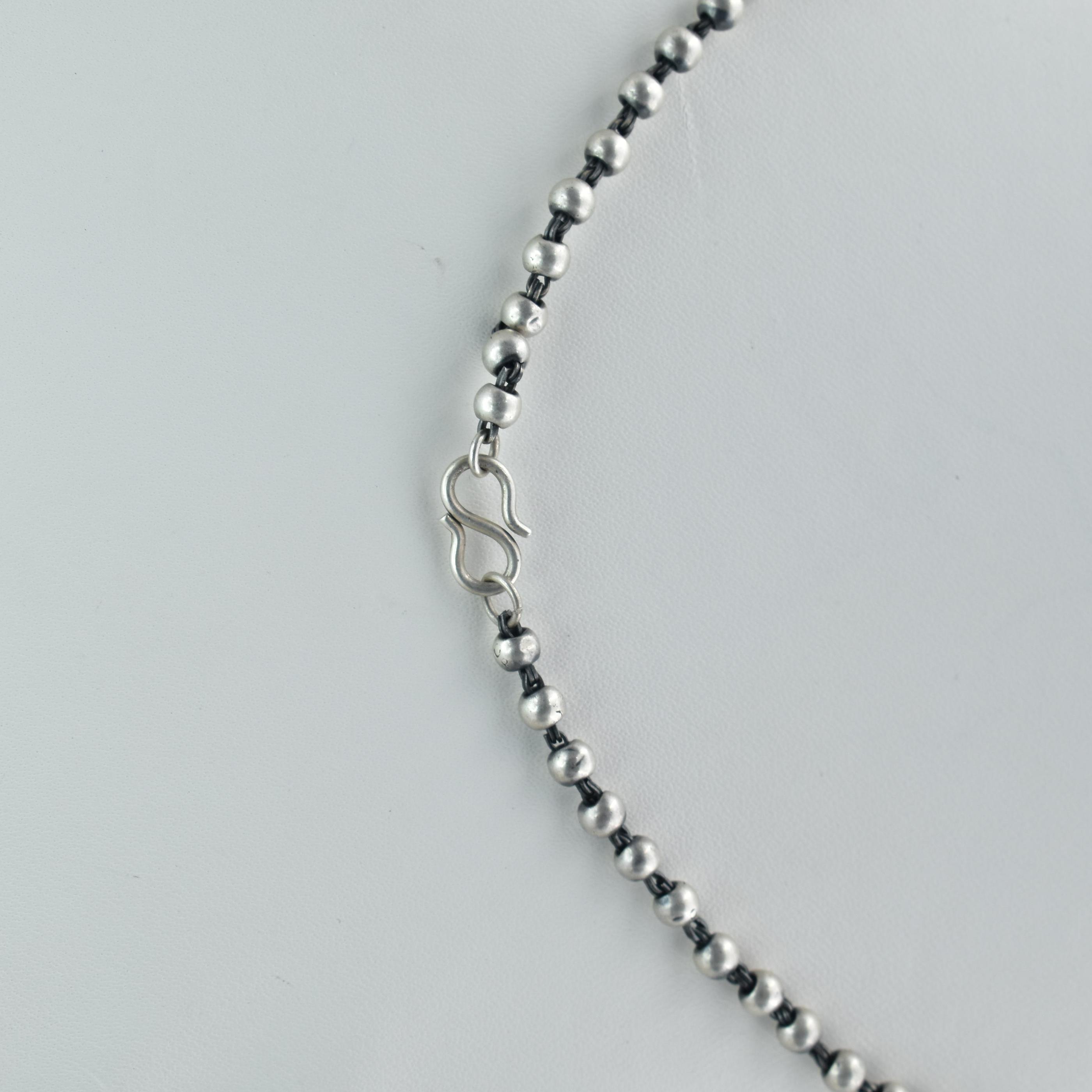 Silver Pink and Green tassels necklace