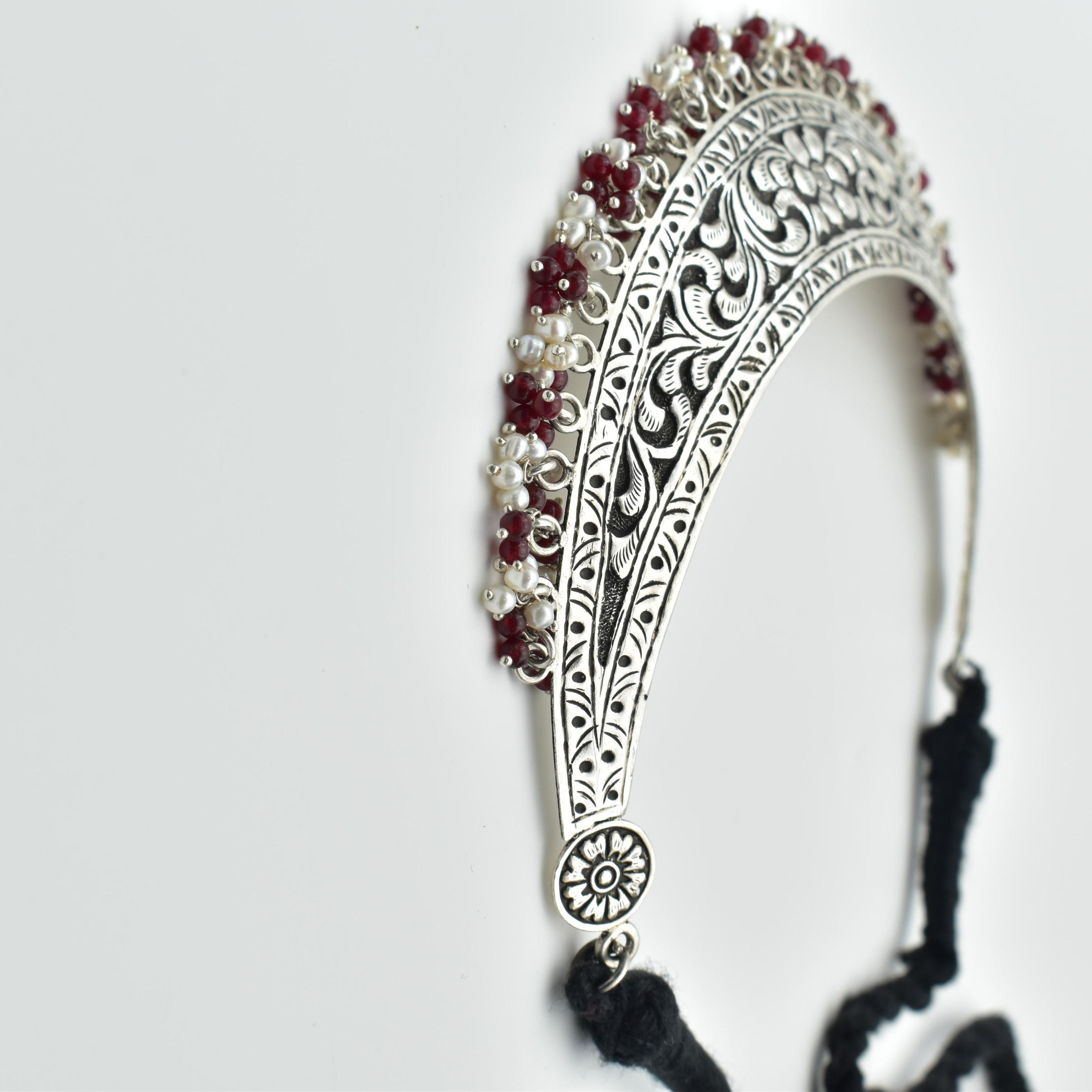925 Sterling Silver Floral Statement Choker Necklace