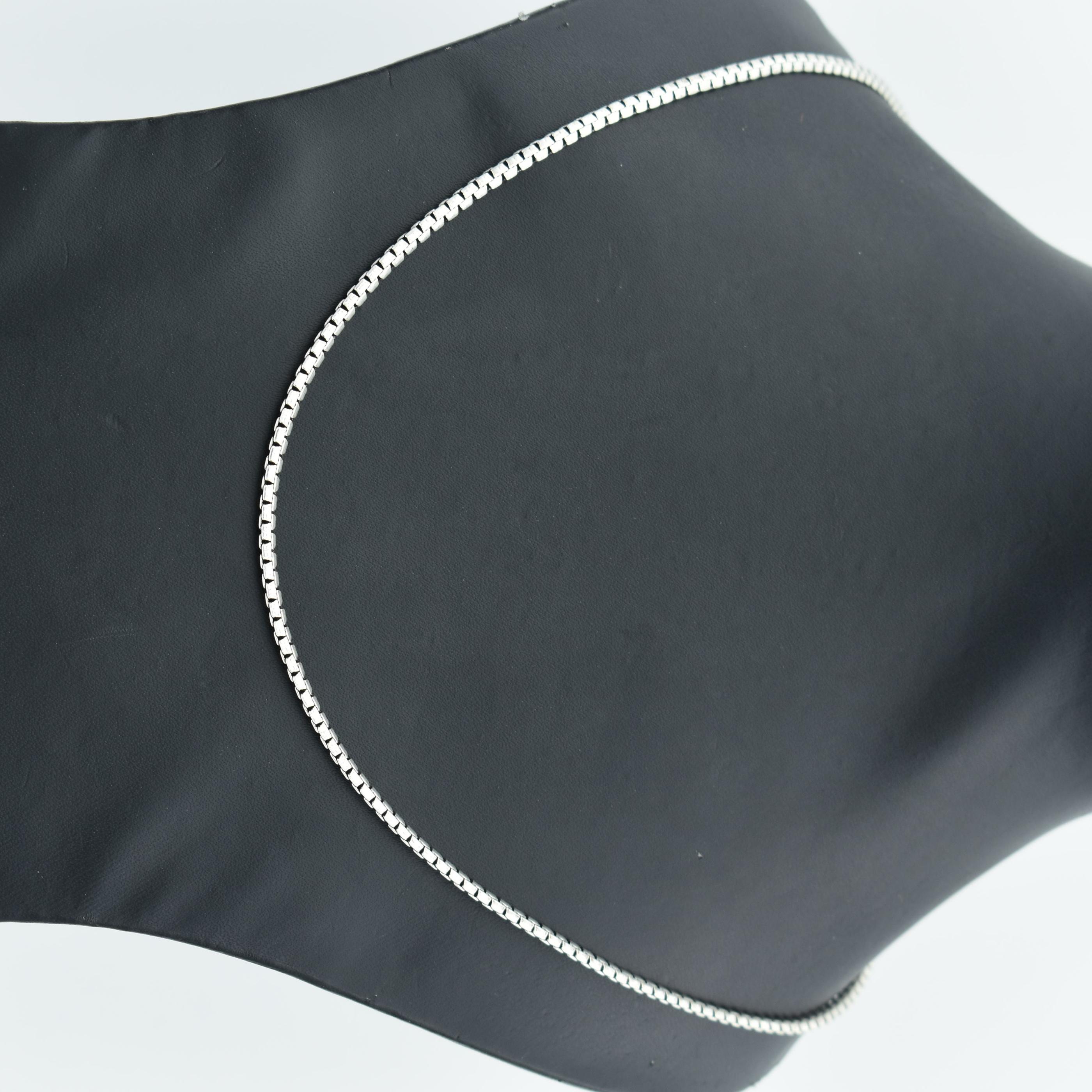Pure 925 Silver Box Chain Necklace for Men