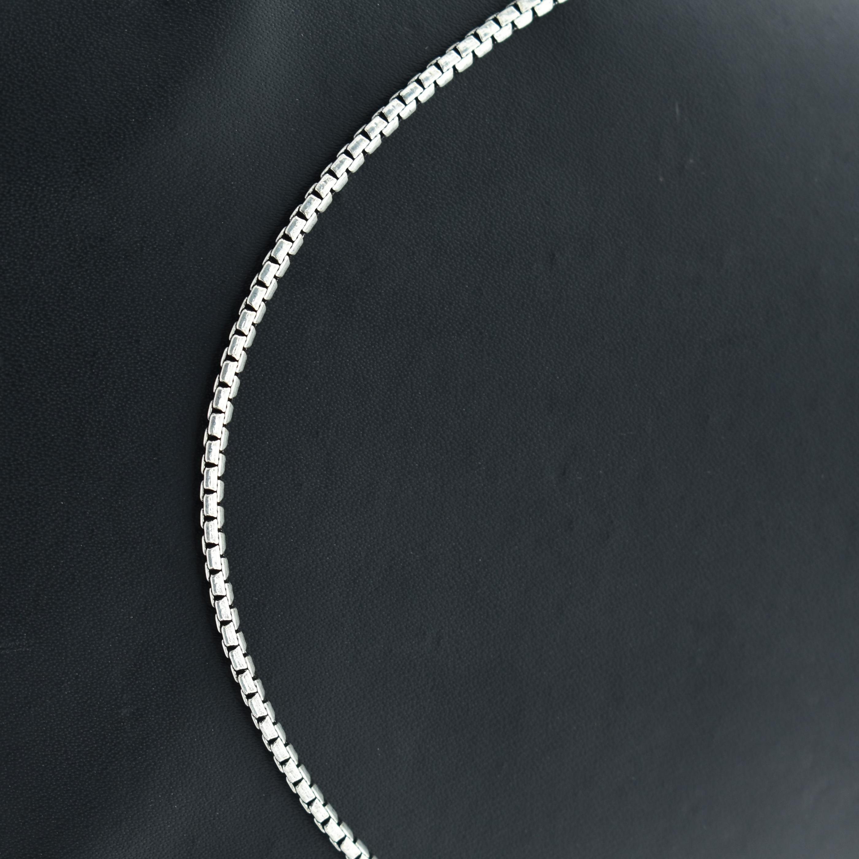 Pure 925 Silver Box Chain Necklace for Men