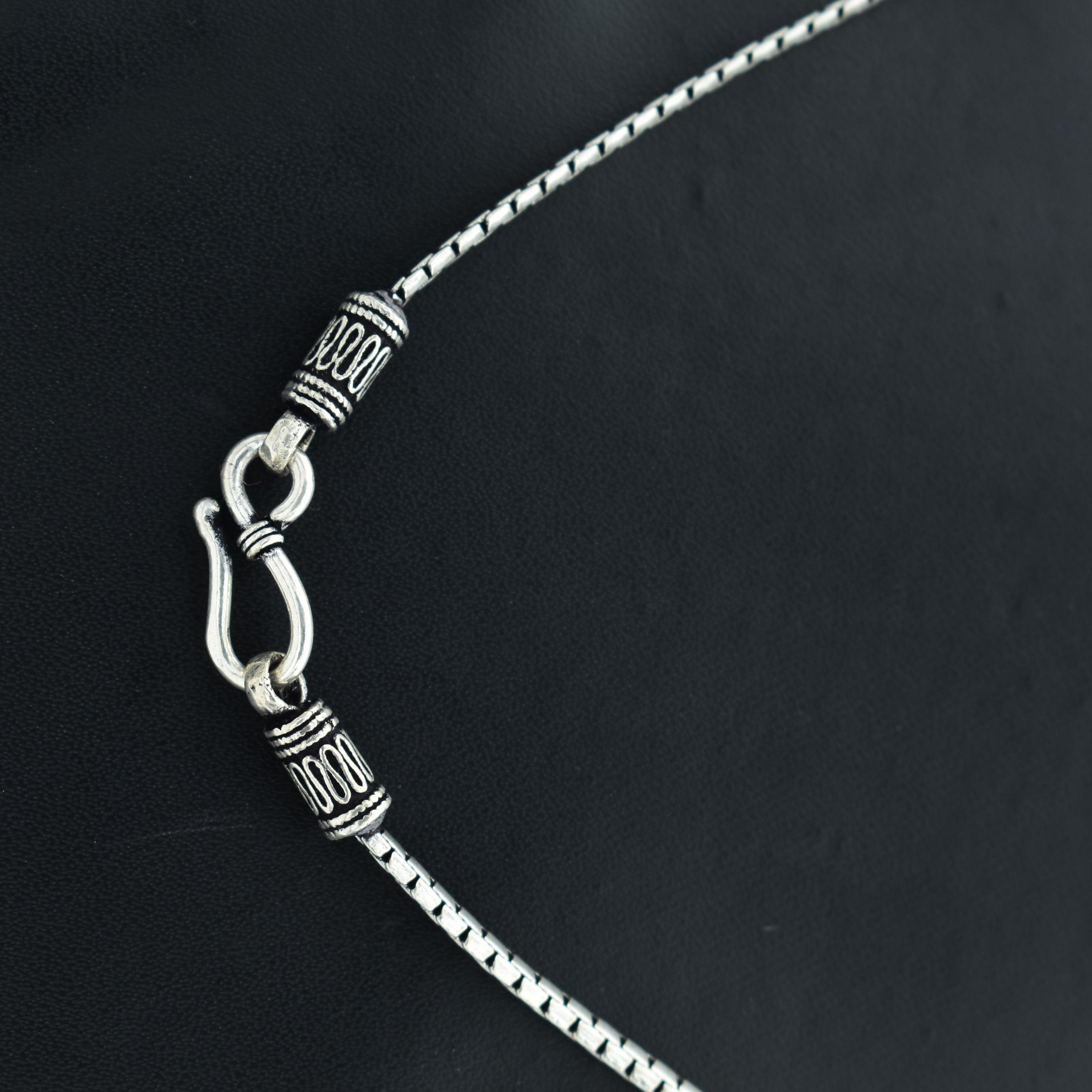 Pure 925 Silver Box Chain Necklace for Men