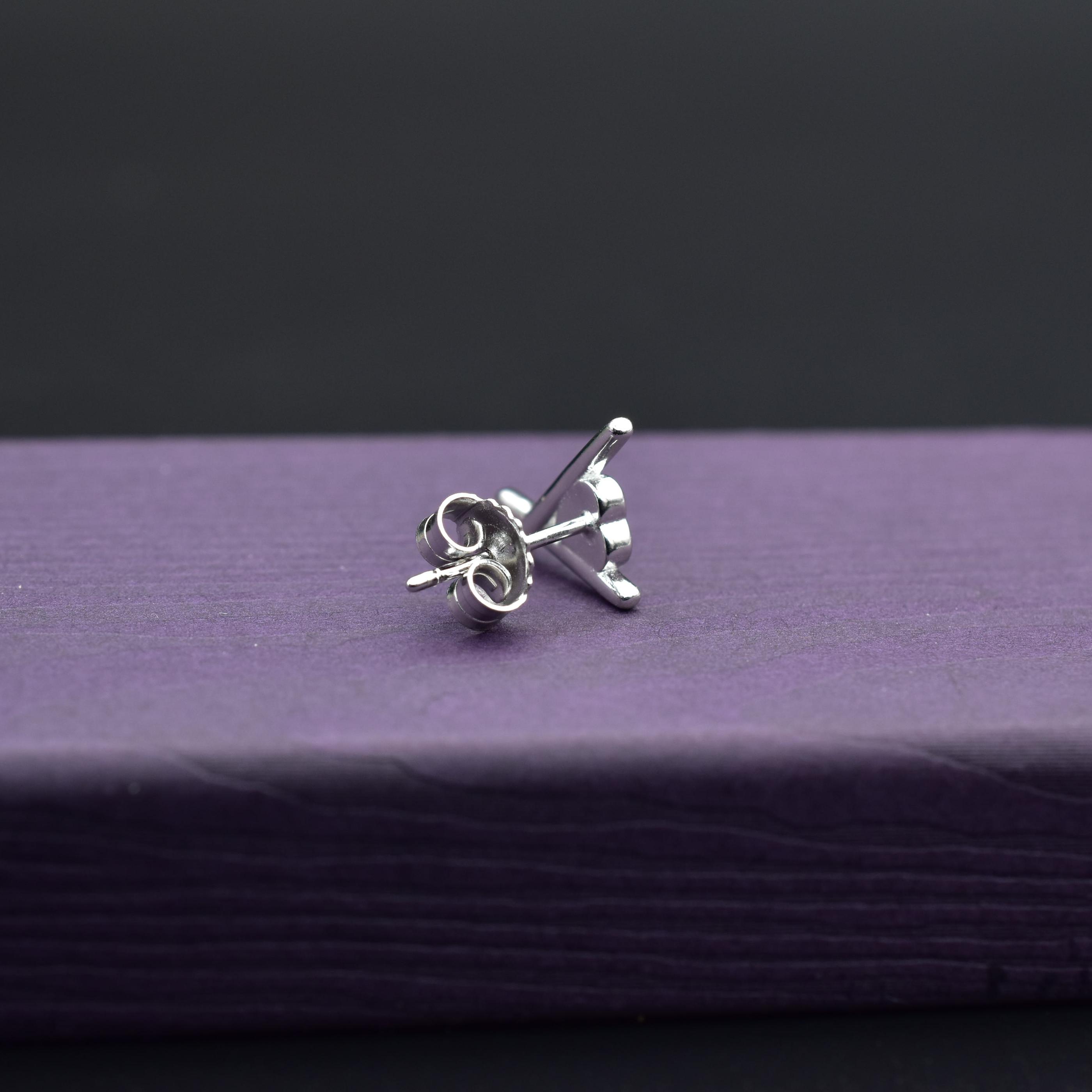 Sterling Silver Minimalist Unique Heart  Stud