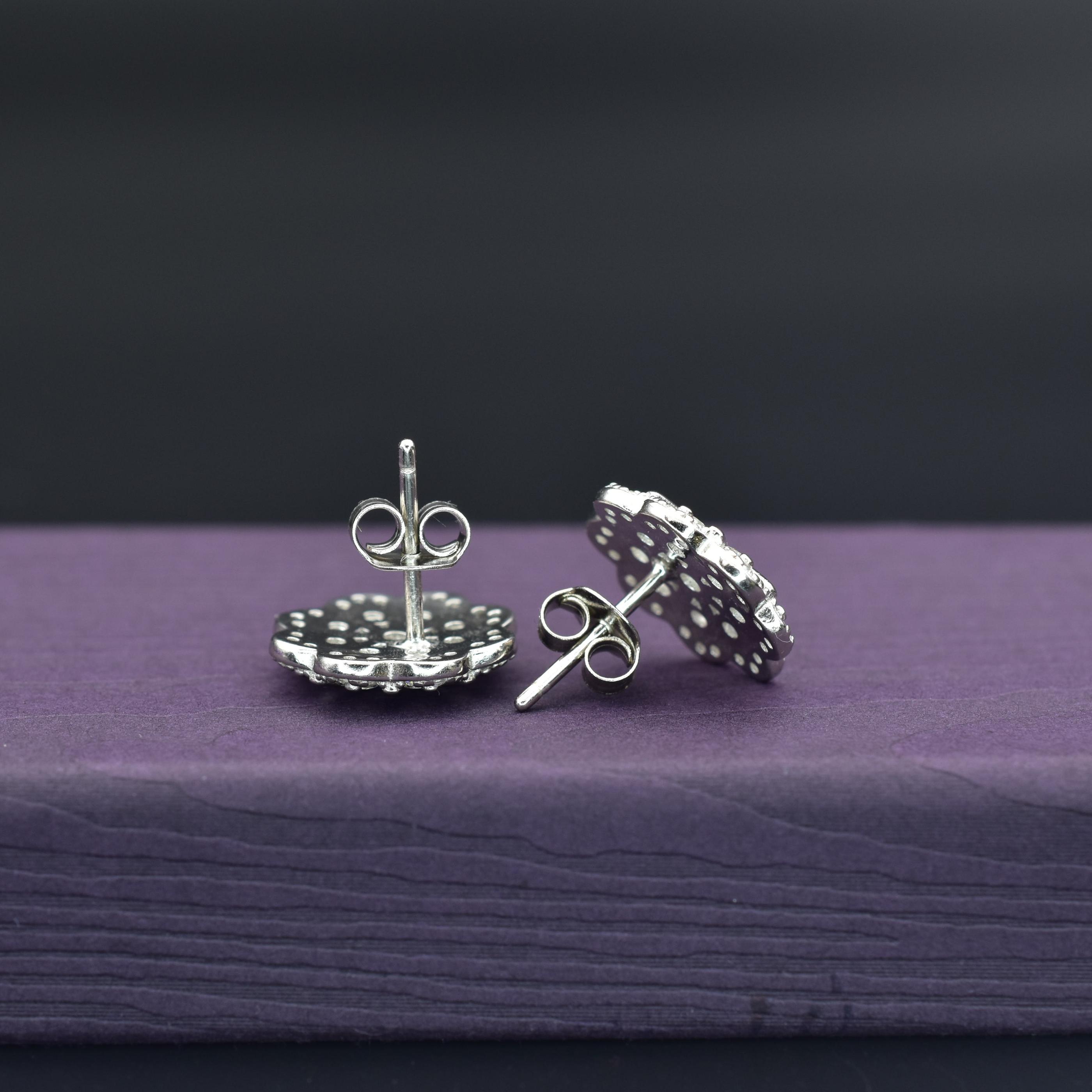 American Diamond Sparkling CZ Radiant Round Stud Earrings For Women & Girls