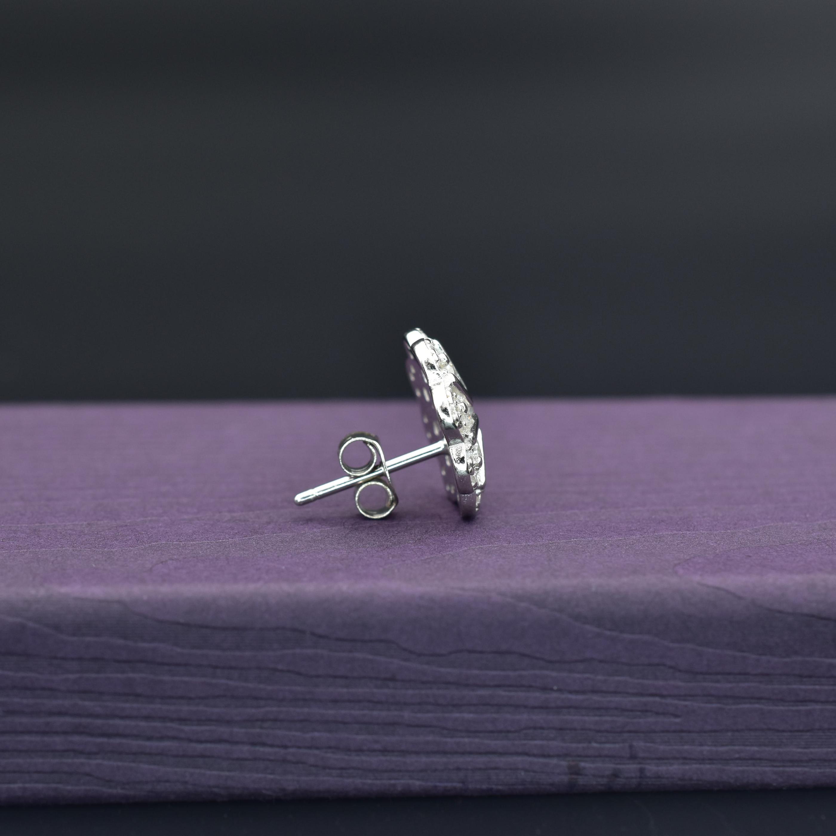 American Diamond Sparkling CZ Radiant Round Stud Earrings For Women & Girls