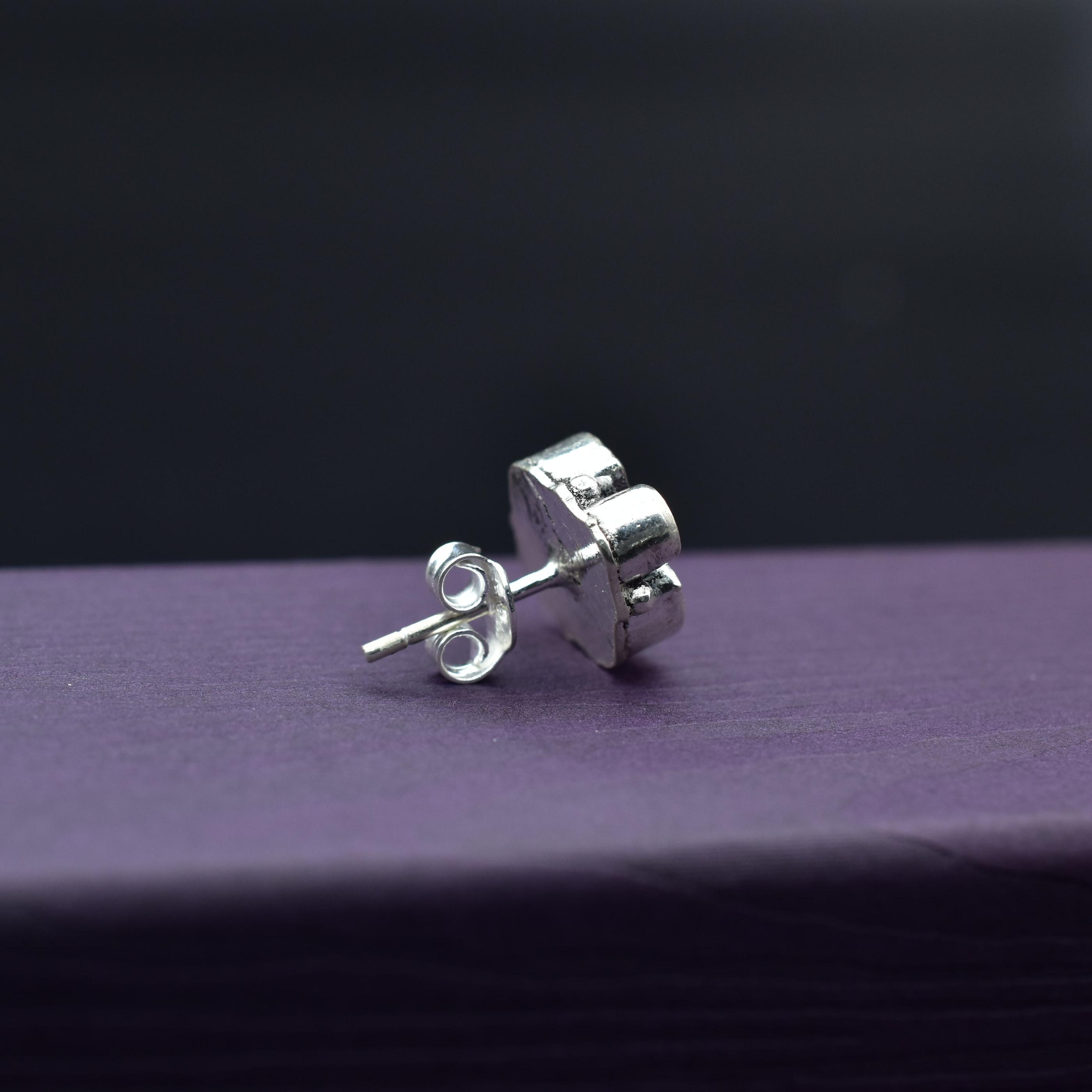 Ruby and White Topaz Silver Stud Earrings