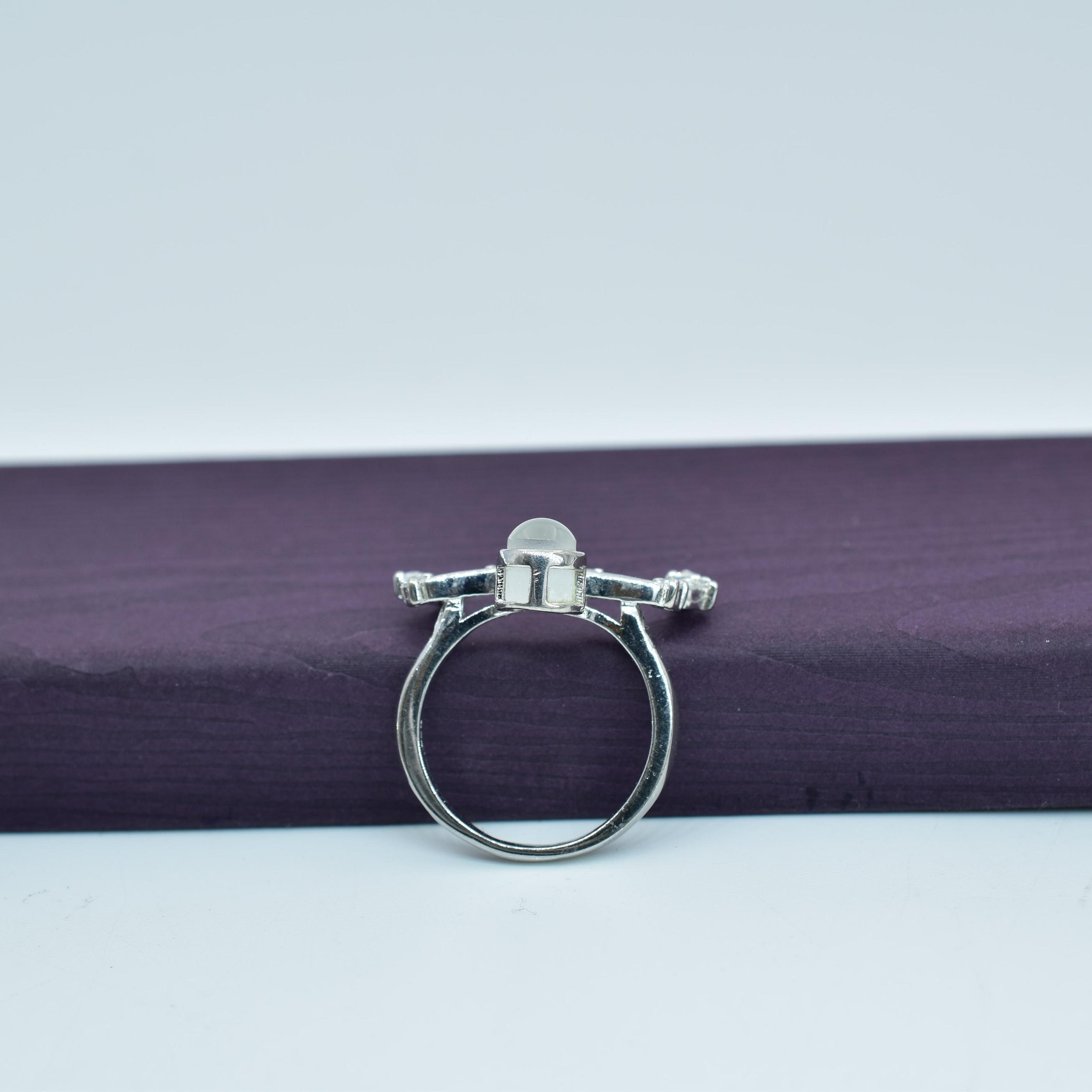 Sterling Silver Deer Horn Stone Studded Ladies Ring
