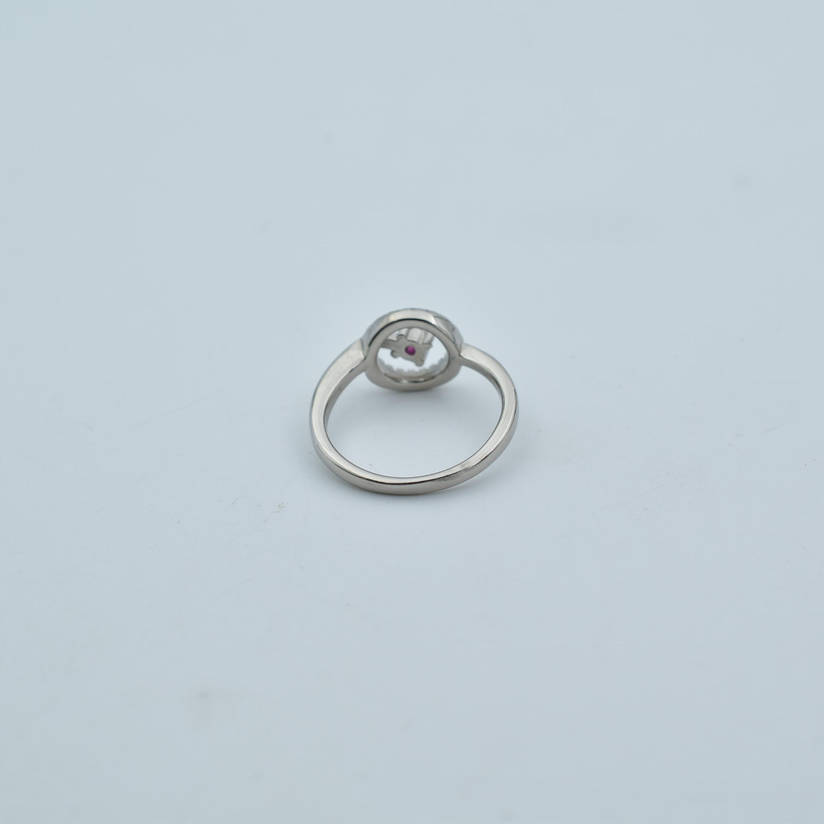 Sterling Silver Ruby Studded Round Ladies Ring