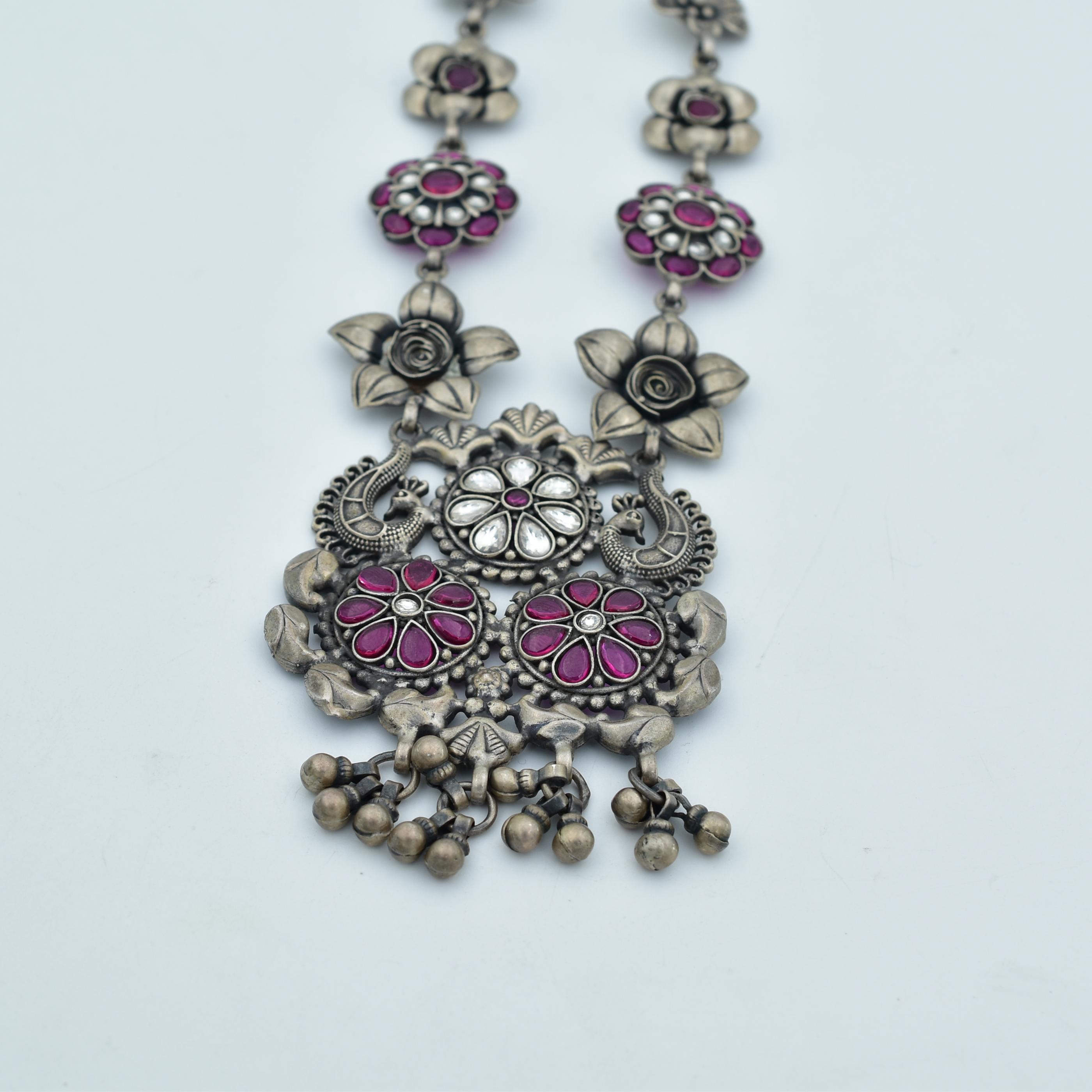 Sterling Silver Multicolor Statement Necklace